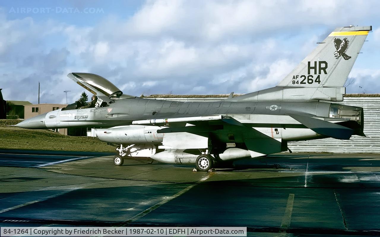 84-1264, 1984 General Dynamics F-16C Fighting Falcon C/N 5C-101, flightline at Hahn AB