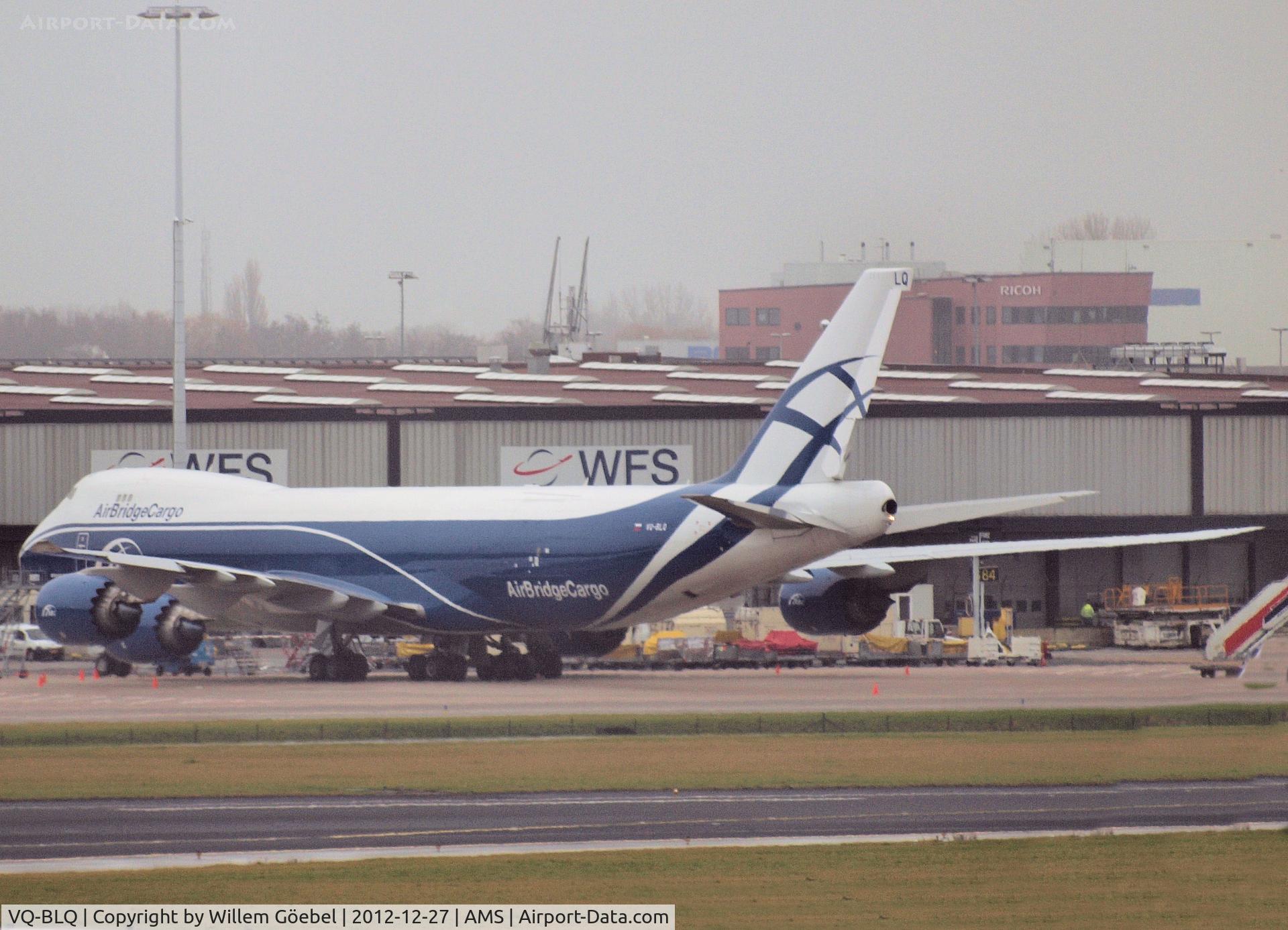 VQ-BLQ, 2011 Boeing 747-8HVF/SCD C/N 37581, Loading on the Cargo gate of Schiphol Airport