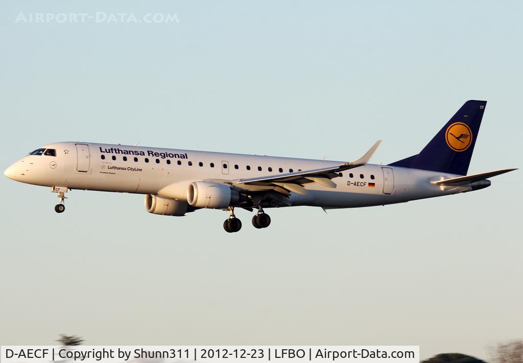 D-AECF, 2010 Embraer 190LR (ERJ-190-100LR) C/N 19000359, Landing rwy 14R