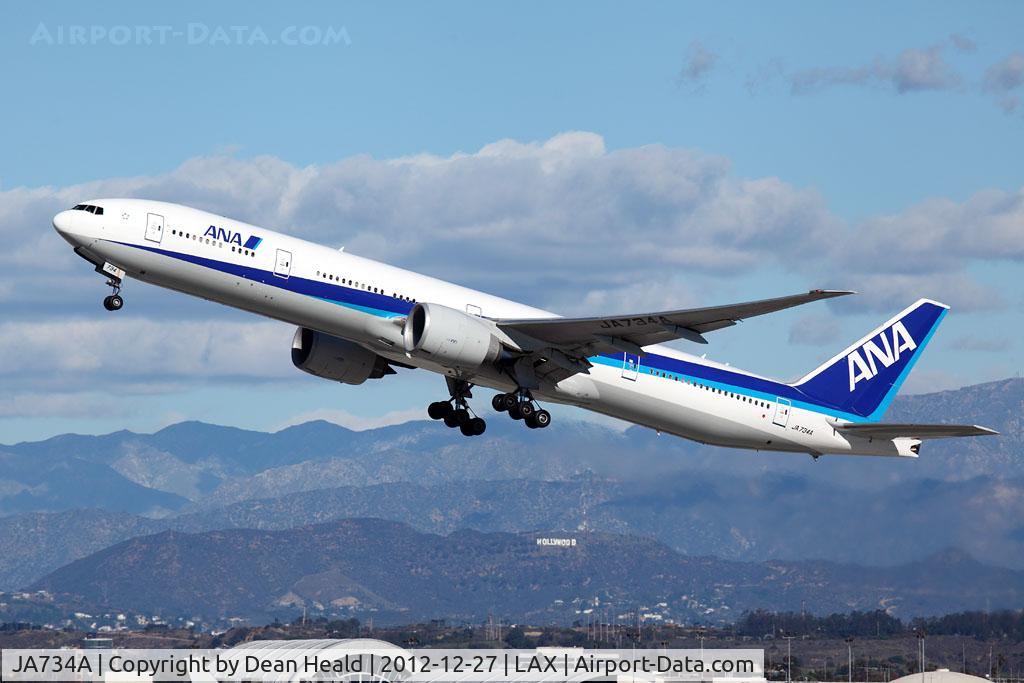 JA734A, 2006 Boeing 777-381/ER C/N 32649, ANA JA734JA (FLT ANA5) climbing out from RWY 25R en route to Narita Int'l (RJAA/NRT).