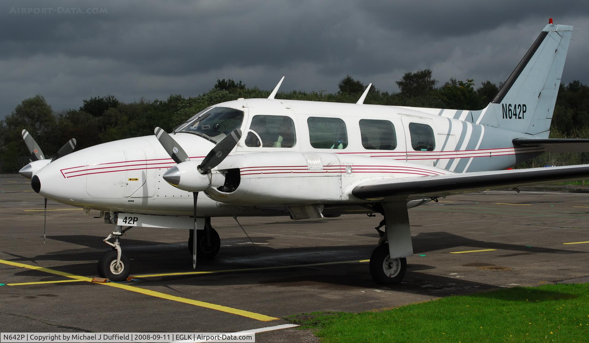N642P, 1971 Piper PA-31-310 Navajo Navajo C/N 31-761, Classic Navajo seen at Blackbushe on 11th September 2008