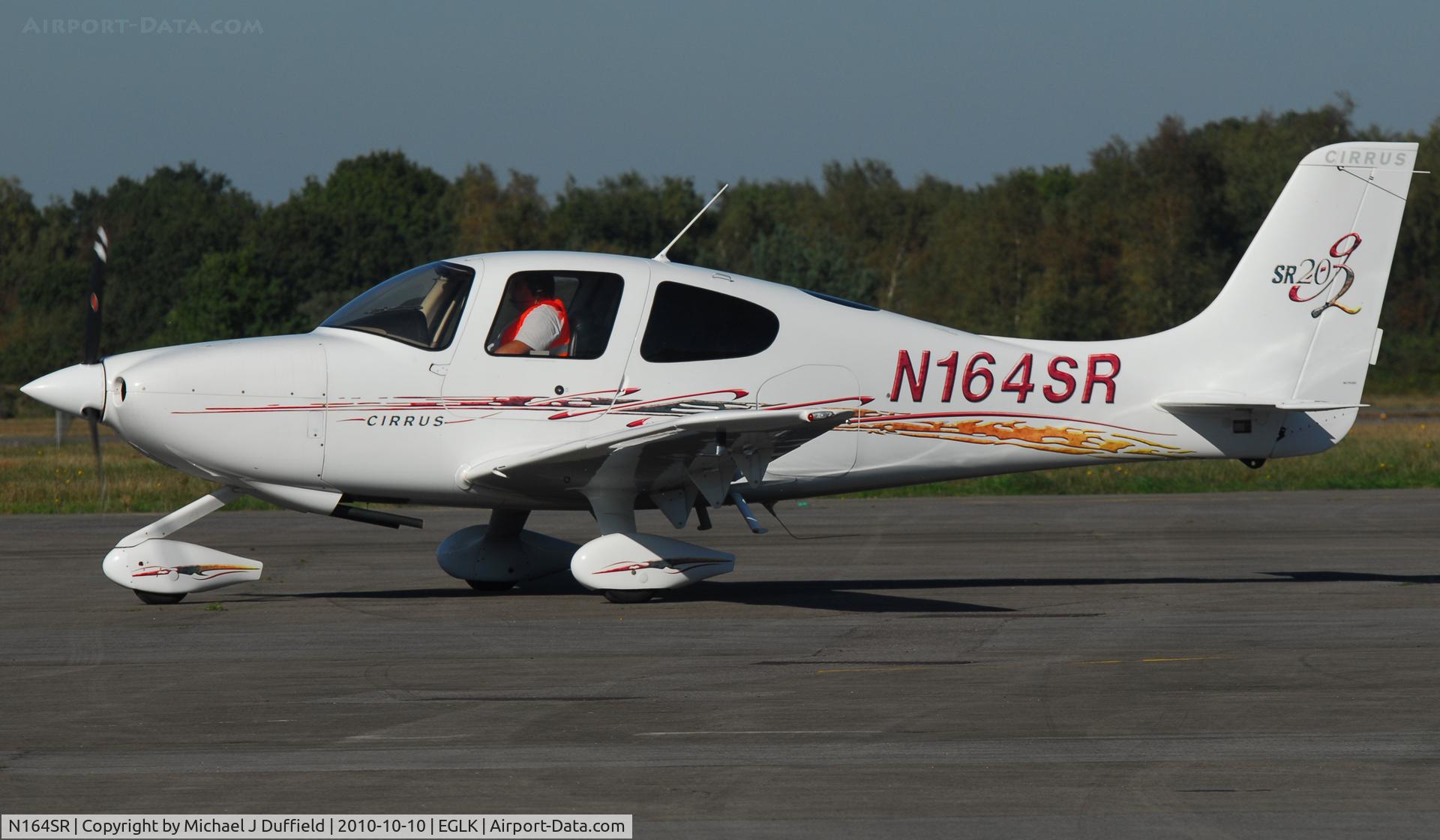N164SR, 2007 Cirrus SR20 G2 C/N 1763, UK-based Cirrus seen visiting Blackbushe on 10th October 2010