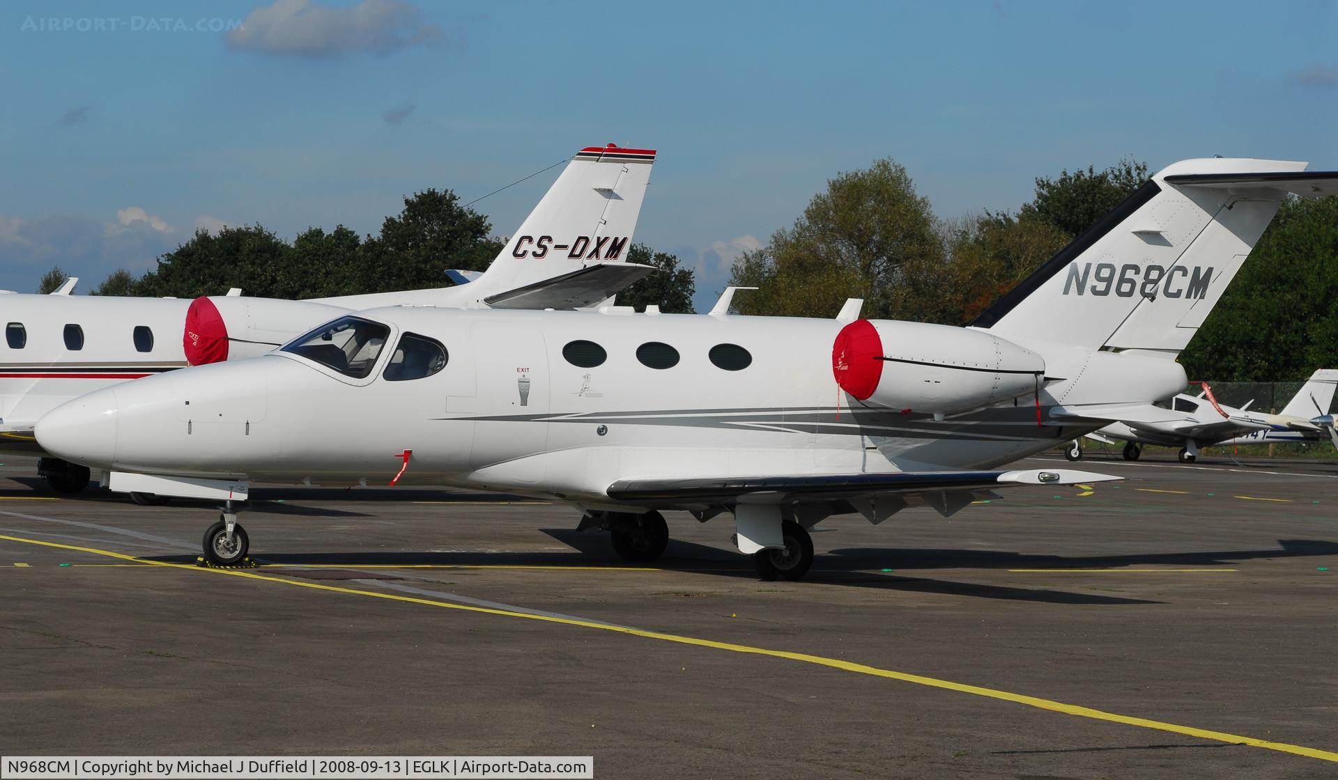 N968CM, 2008 Cessna 510 Citation Mustang Citation Mustang C/N 510-0068, Cessna's Citation Mustang European demonstrator parked at Blackbushe on 13th September 2008
