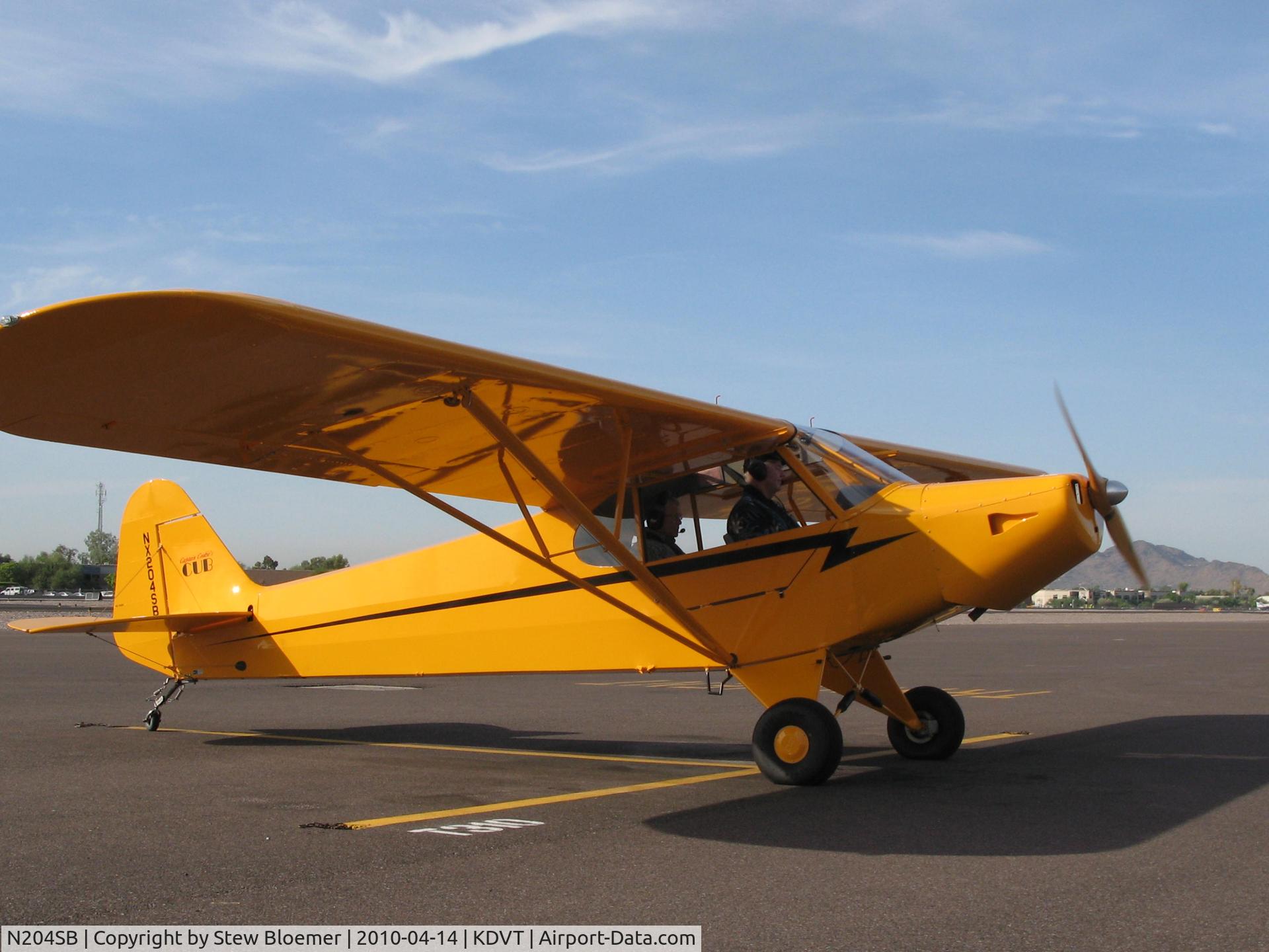 N204SB, 2008 Bloemer Robert SB1 C/N SB-01, Captain Cookie's Cub.  Built at Legend Cub factory over a 4 month span. 500 trouble free hours including flights from PHX to SFO, SEA, GPI.  Awarded First Place Experimental Tube and Fabric Aircraft Cactus Fly-In 2009