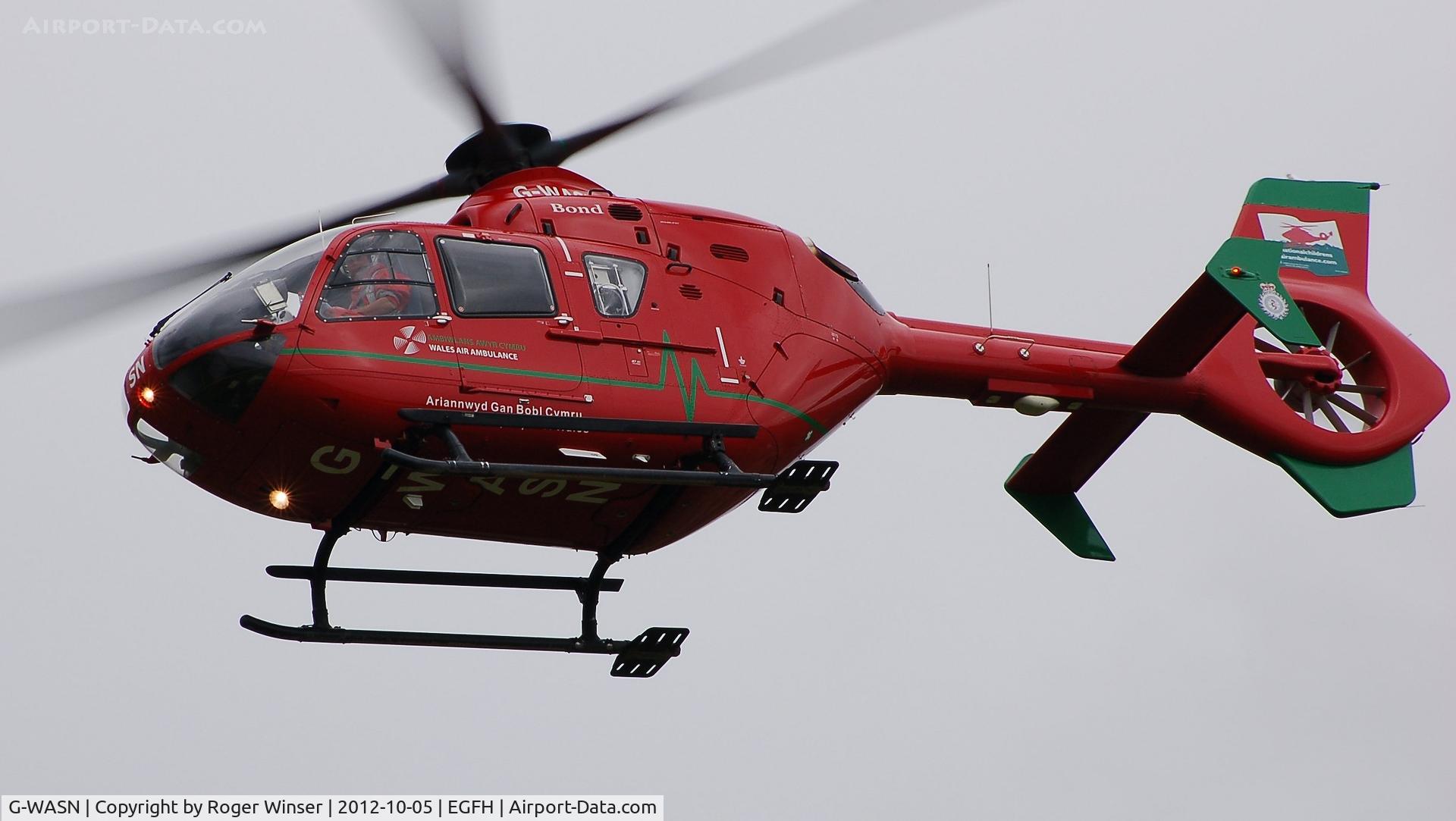 G-WASN, 2008 Eurocopter EC-135T-2+ C/N 0746, Resident South Wales Air Ambulance helicopter (Helimed 57) responding to an emergency.