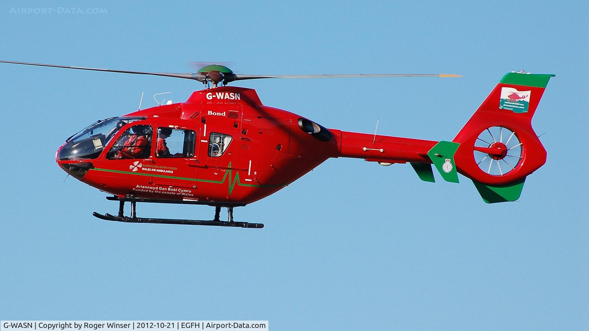 G-WASN, 2008 Eurocopter EC-135T-2+ C/N 0746, South Wales Air Ambulance helicopter (Helimed 57) returning to base.