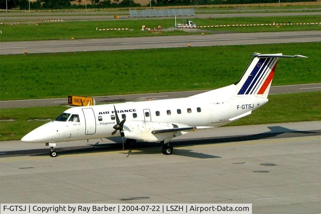 F-GTSJ, 1990 Embraer EMB-120 Brasilia C/N 120176, Embraer EMB-120RT Brasilia [120176] (Air France/Regional Airlines) Zurich~HB 22/07/2004