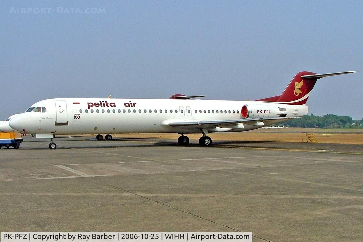 PK-PFZ, 1995 Fokker 100 (F-28-0100) C/N 11486, Fokker F-100 [11486] (Pelita Air Service) Jakarta-Halim~PK 25/10/2006