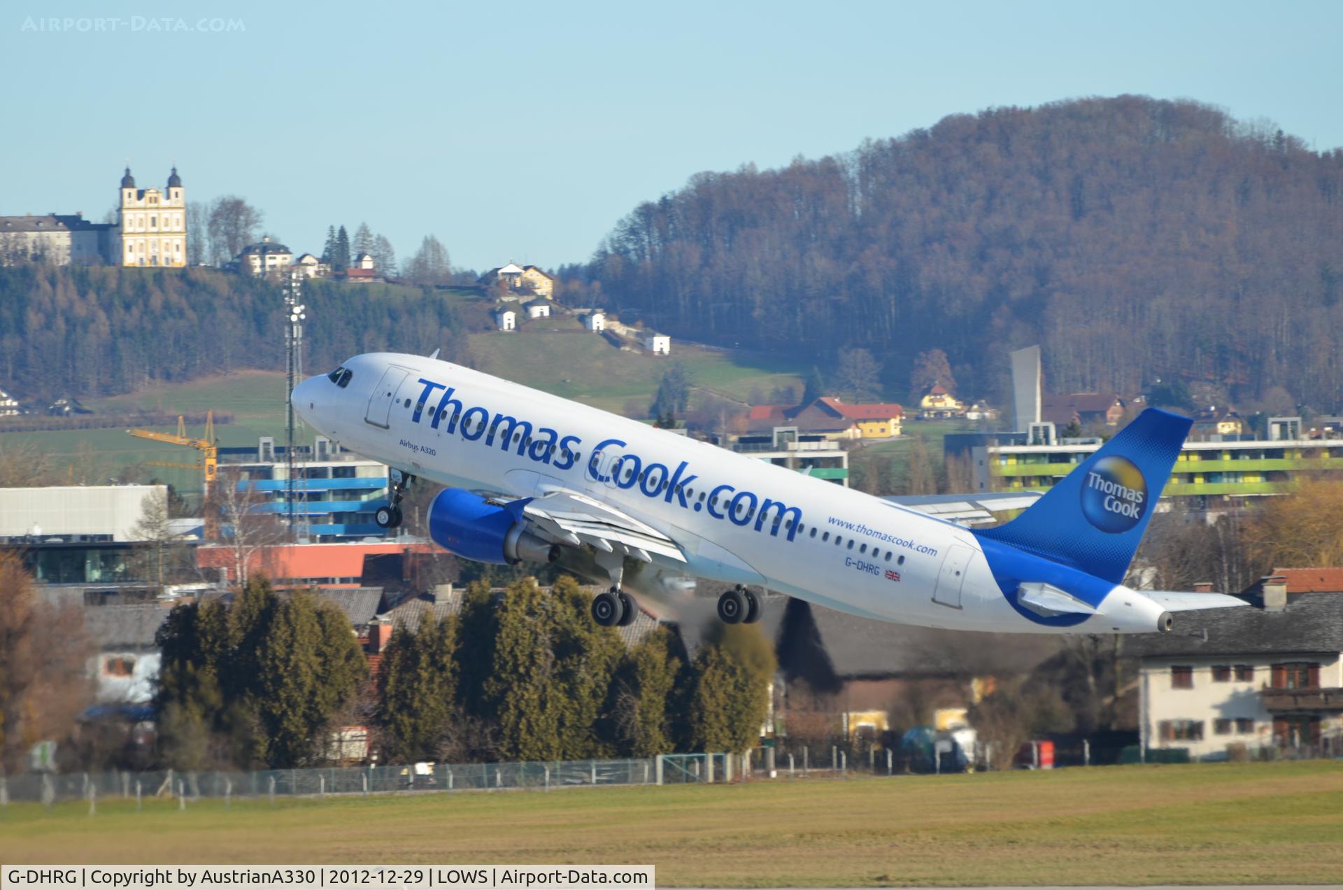 G-DHRG, 2003 Airbus A320-214 C/N 1942, Taking of at Salzburg to Manchester