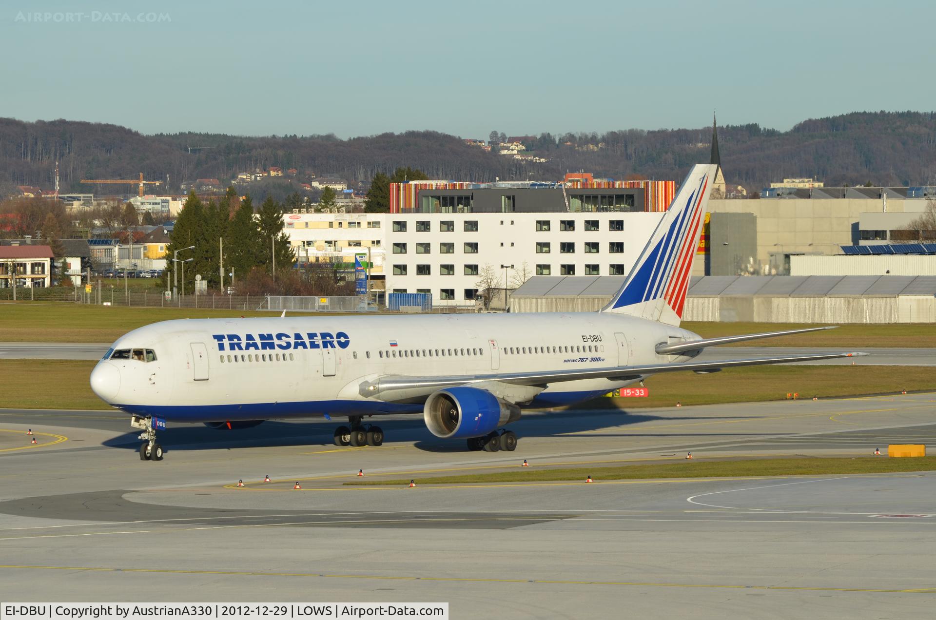 EI-DBU, 1991 Boeing 767-37E/ER C/N 25077, Another Tranaero widebody at Salzburg...
