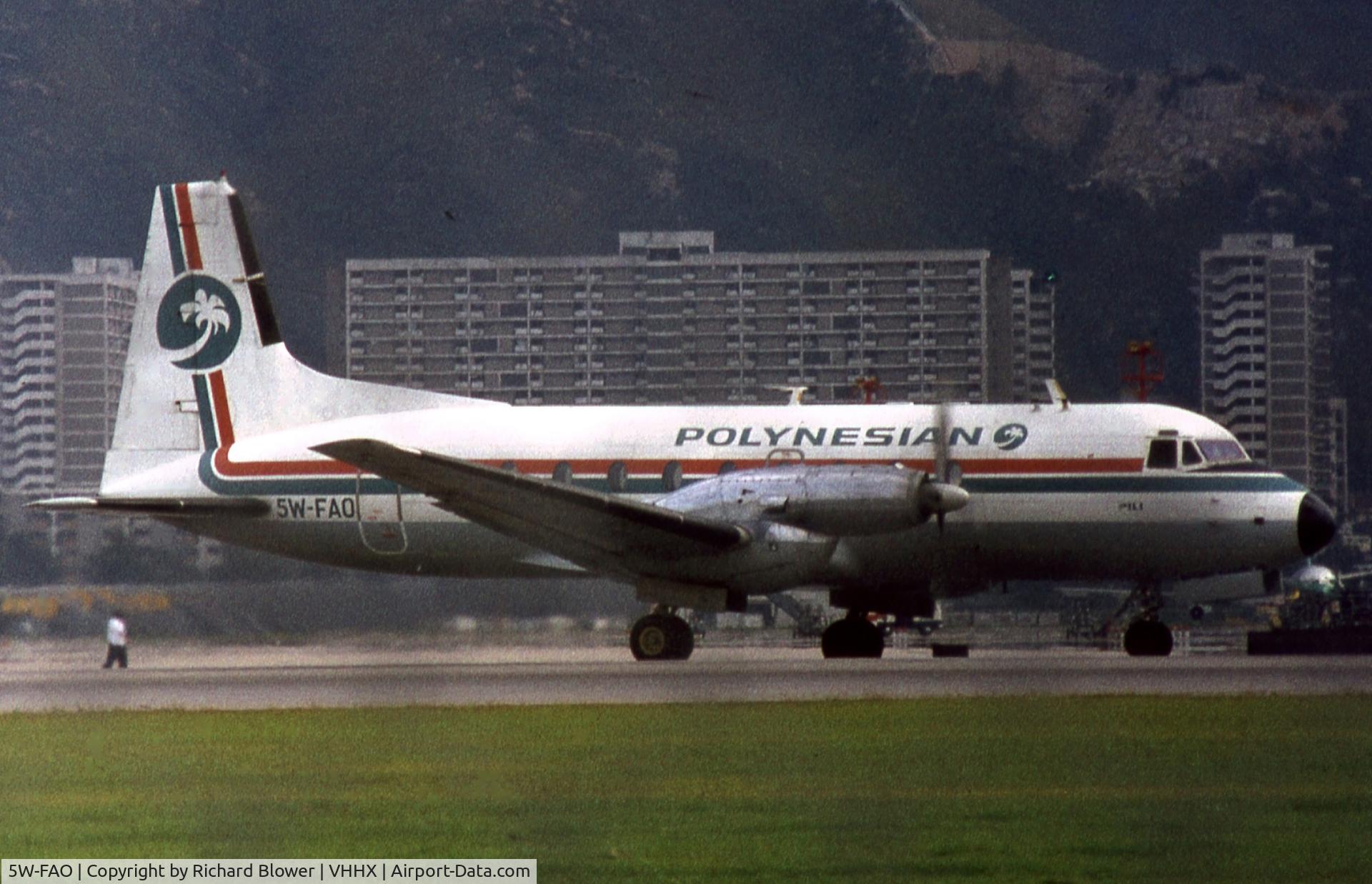 5W-FAO, 1972 Hawker Siddeley HS.748 Series 2A C/N 1714, Scan from 1981