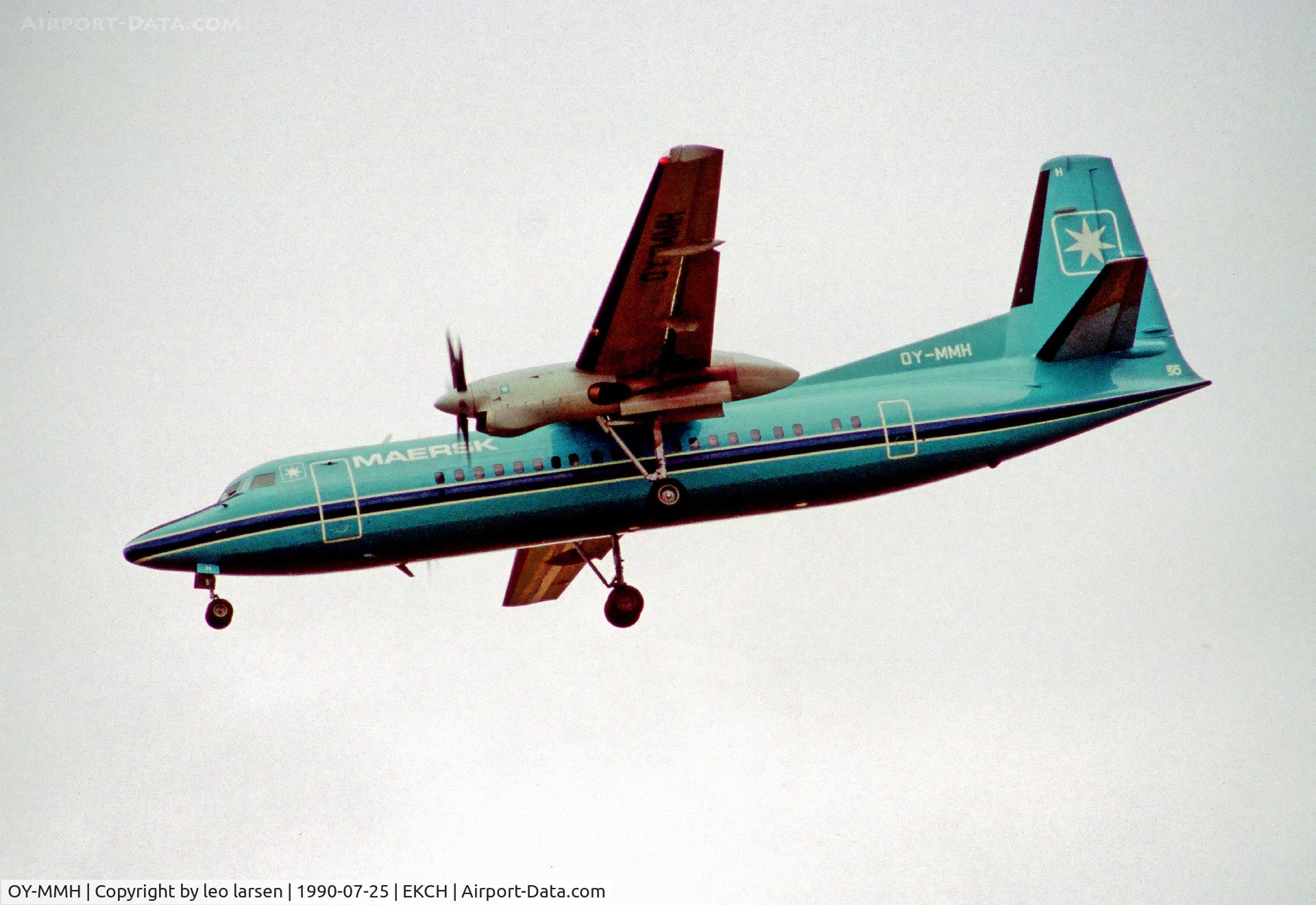 OY-MMH, 1988 Fokker 50 C/N 20125, APP to R-04L Copenhagen Kastrup 25.7.90