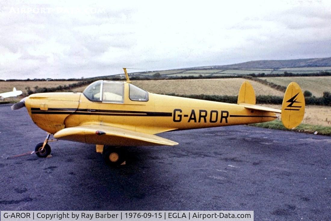 G-AROR, 1961 Forney F-1A Aircoupe C/N 5752, Air Products Forney F-1A Aircoupe [5752] Bodmin~G 15/09/1976. Image taken from a slide.
