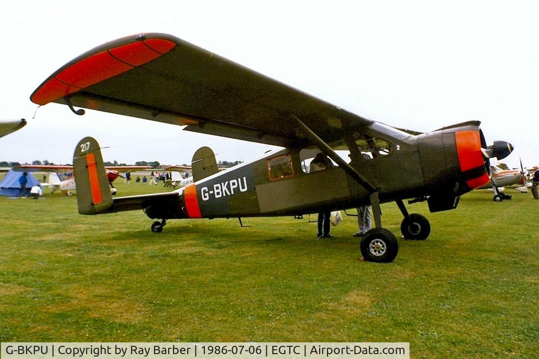 G-BKPU, 1960 Max Holste MH-1521M Broussard C/N 217, Max Holste MH.1521M Broussard [217] Cranfield~G 06/07/1986. This was written off after crashing onto the M.62 near Barton on 1988-06-07.