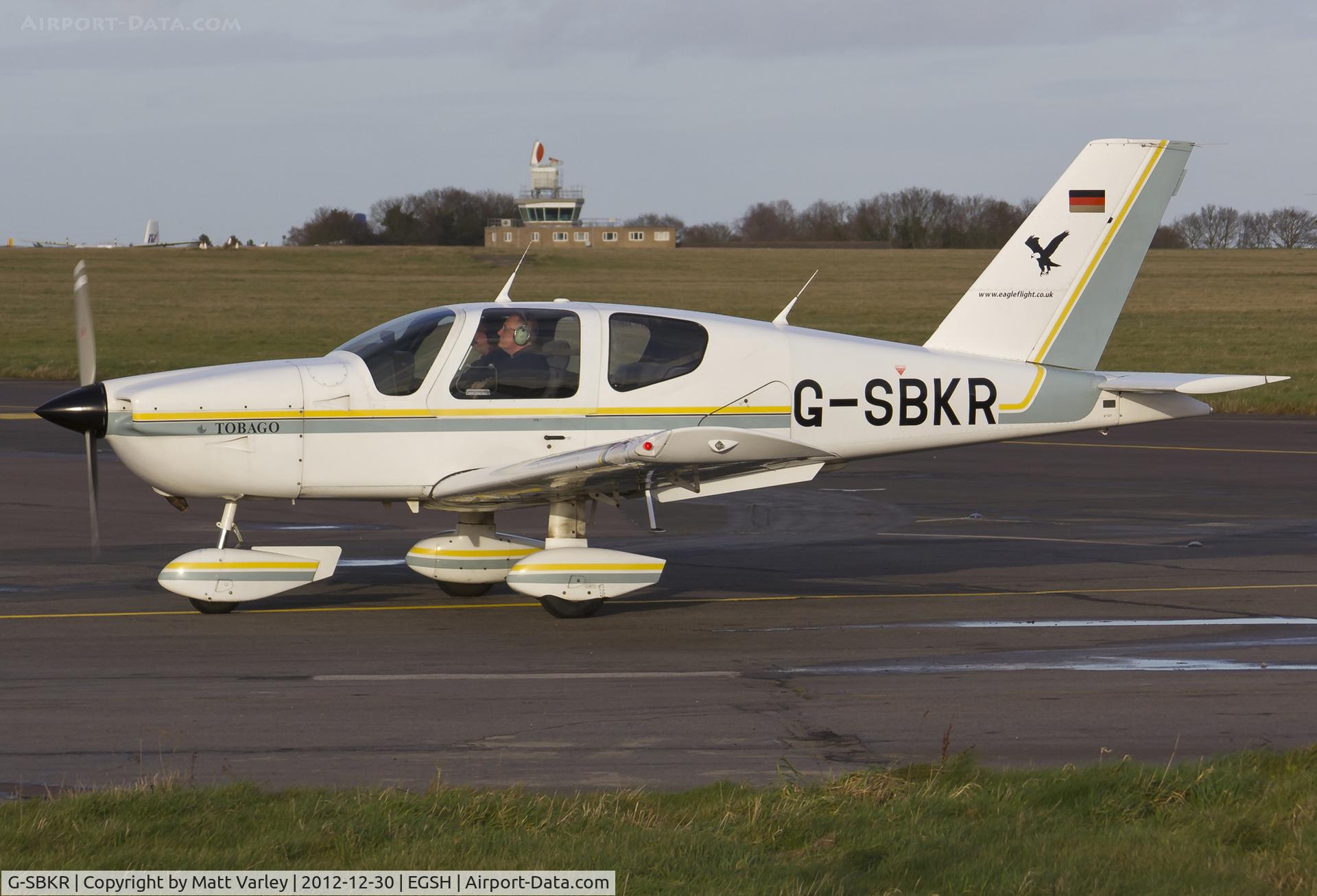 G-SBKR, 1990 Socata TB-10 Tobago C/N 1077, Arriving at SaxonAir.