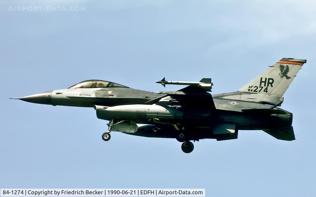 84-1274, 1984 General Dynamics F-16C Fighting Falcon C/N 5C-111, on final RW21