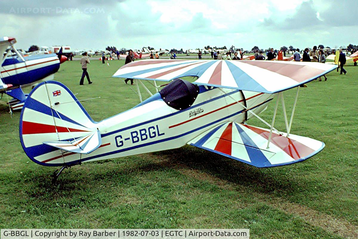 G-BBGL, 1980 Oldfield Baby Lakes C/N PFA 1593, Oldfield Baby Great Lakes [PFA 1593] Cranfield~G 03/07/1982. Since been cancelled. Image taken from a slide.