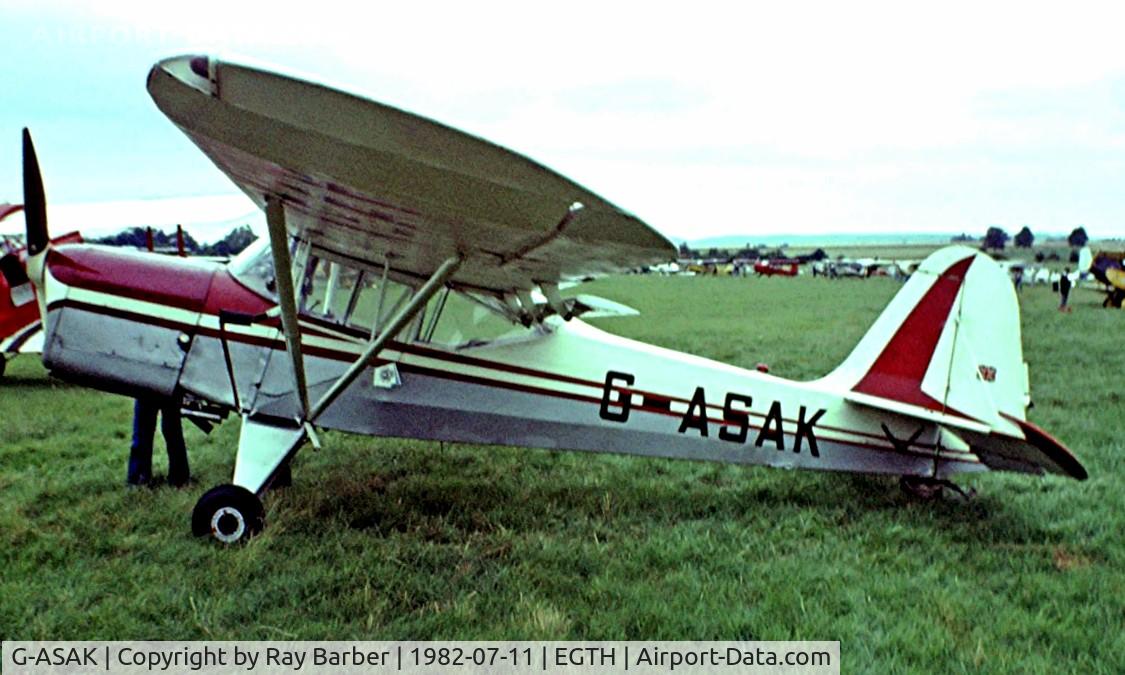 G-ASAK, 1962 Beagle A-61 Terrier 2 C/N B.604, Beagle A.61 Terrier 2 [B.604] Old Warden~G 11/07/1982. Image taken from a slide. Now registered in France.