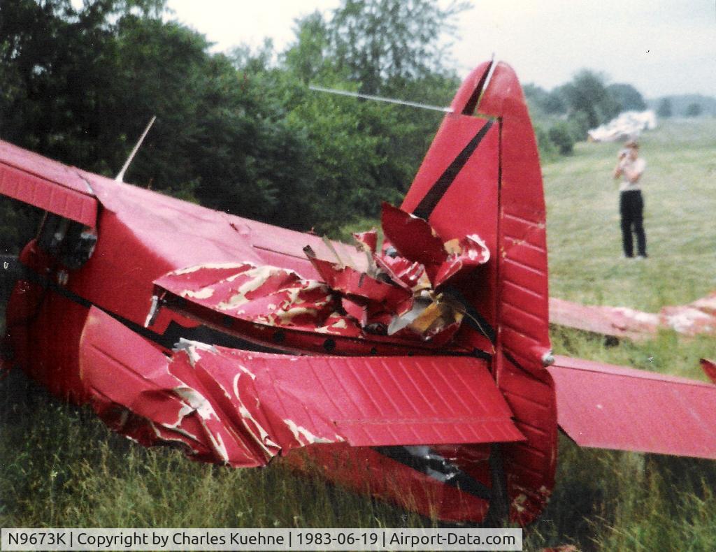 N9673K, Stinson 108-2 Voyager C/N 1082673, No injuries, Airplane totaled :-(