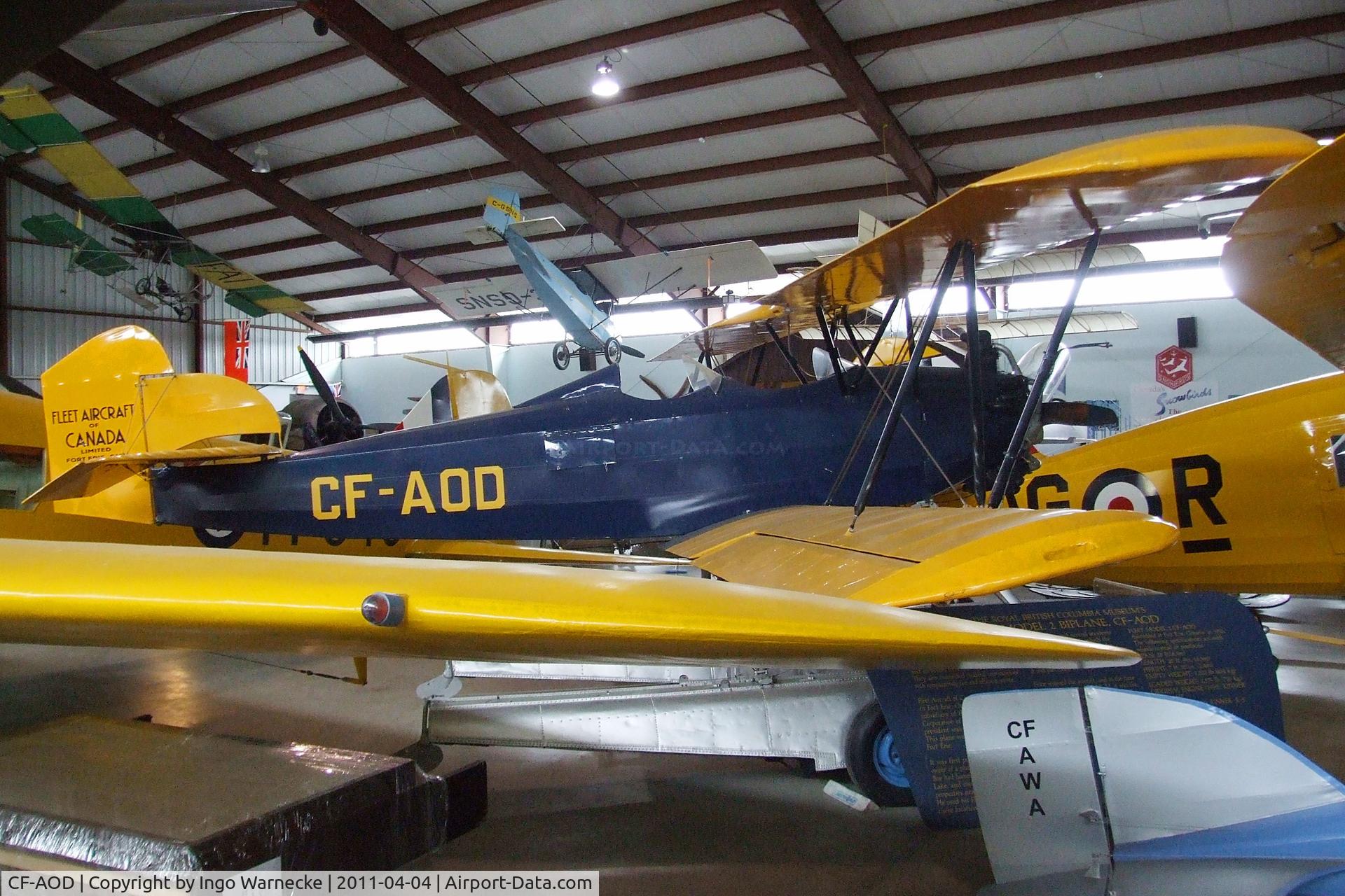 CF-AOD, 1930 Fleet Model 2 C/N 6, Fleet 2 on floats at the British Columbia Aviation Museum, Sidney BC