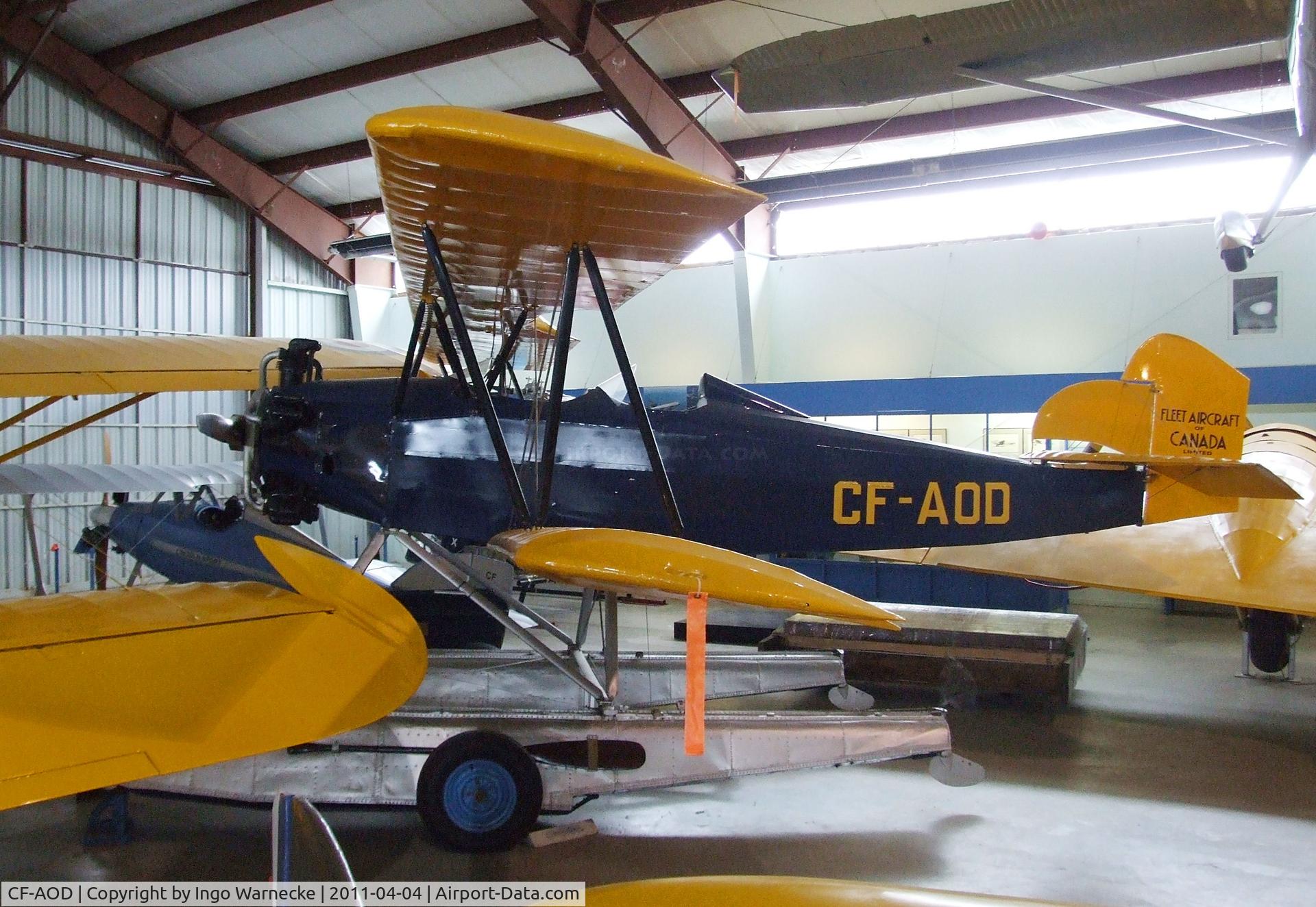 CF-AOD, 1930 Fleet Model 2 C/N 6, Fleet 2 on floats at the British Columbia Aviation Museum, Sidney BC