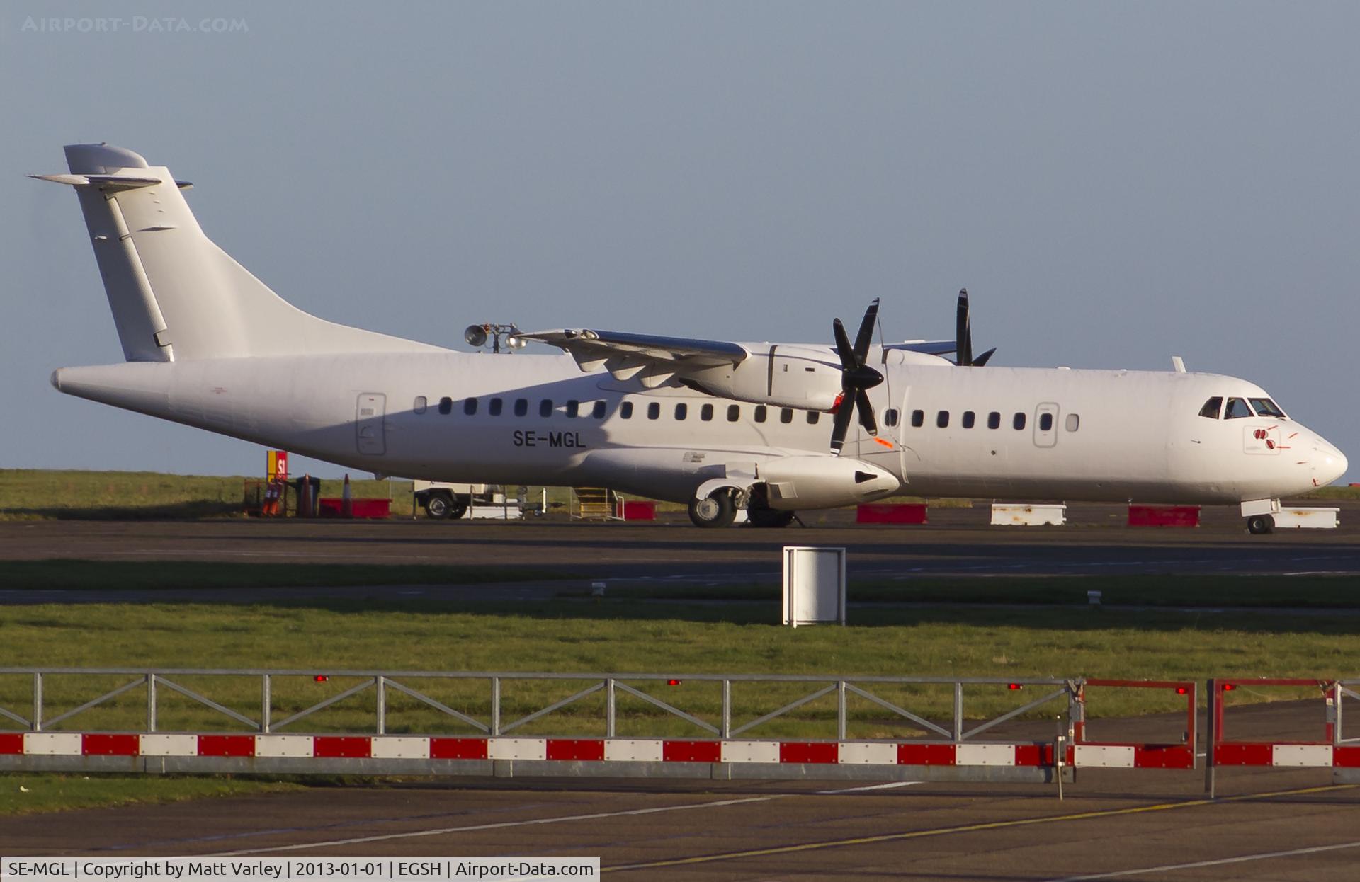 SE-MGL, 1993 ATR 72-202 C/N 353, Sat on stand after spray by Air Livery.