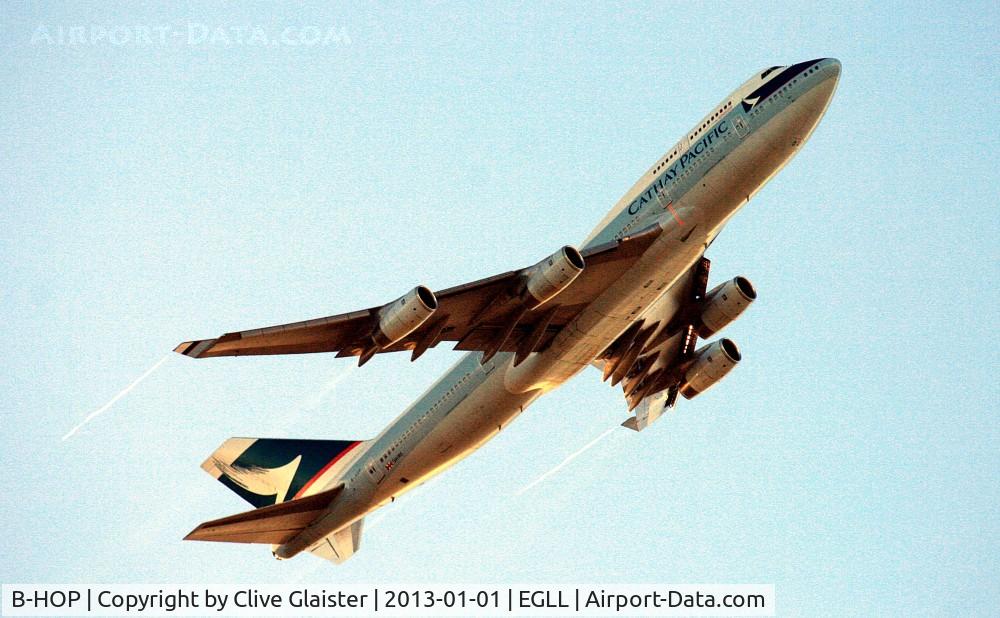B-HOP, 1989 Boeing 747-467 C/N 23815, Departing Heathrow to Hong Kong Chep Lap Kok International