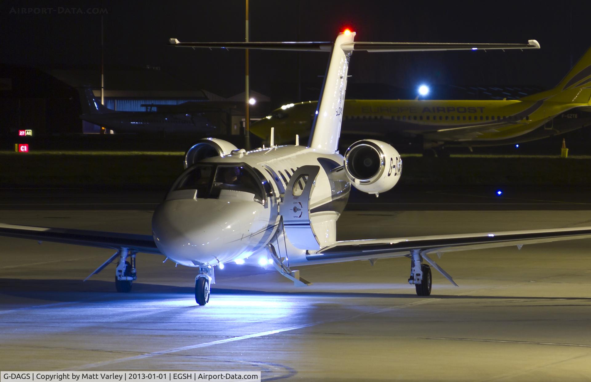 G-DAGS, 2012 Cessna 525A Citation Jet CJ2 C/N 525A-0501, Hot stop at SaxonAir (engines running)