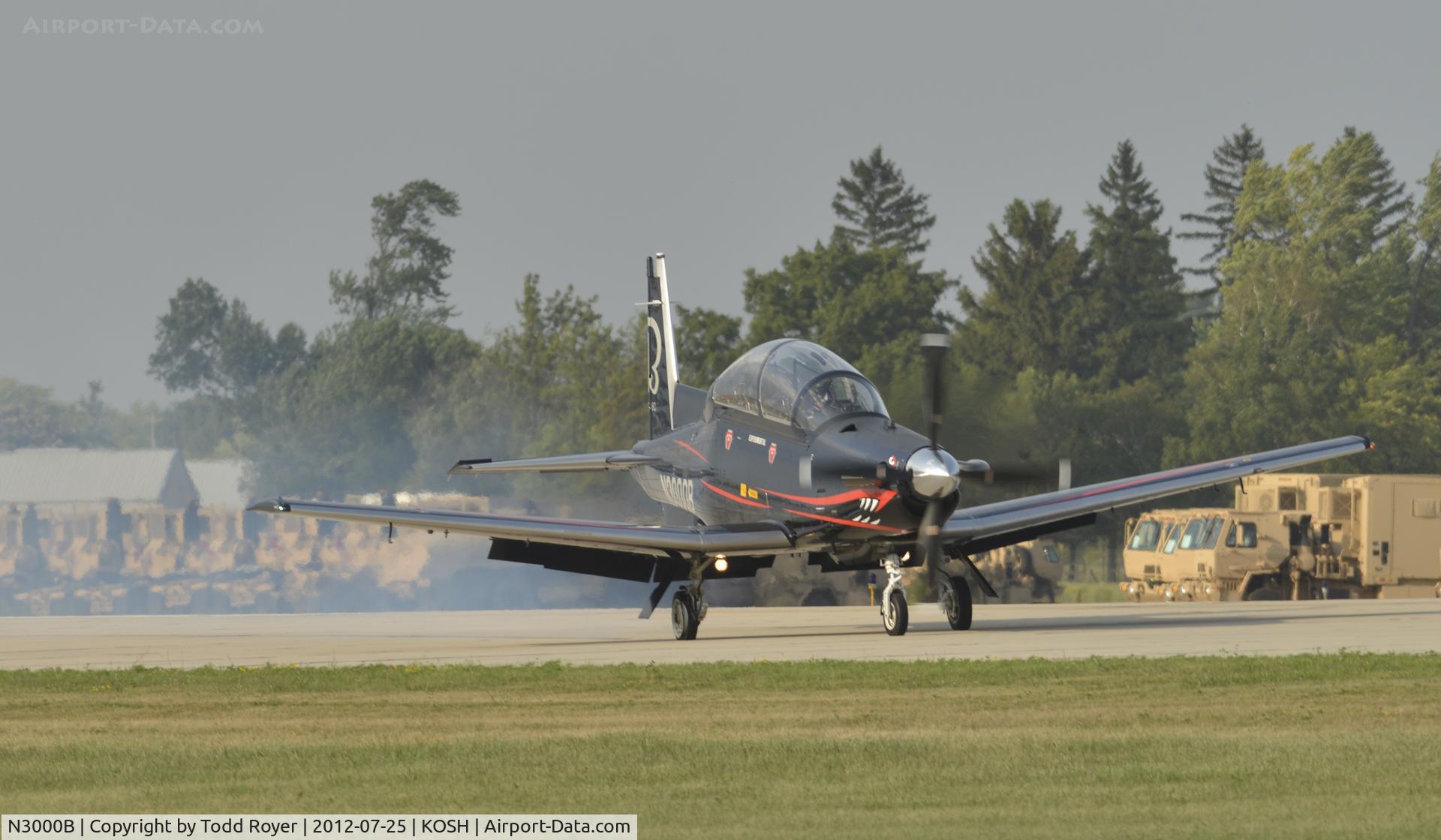 N3000B, 2006 Raytheon 3000 (T-6) C/N PH-1, Blown tire on landing at Airventure 2012