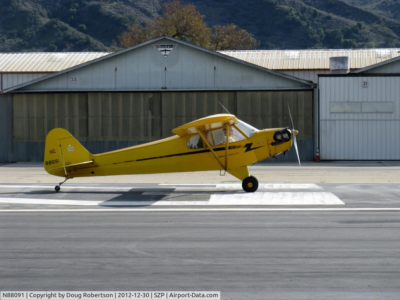 N88091, 1946 Piper J3C-65 Cub Cub C/N 15708, 1946 Piper J3C-65 CUB, Continental C85 85 Hp upgrade, takeoff roll Rwy 22