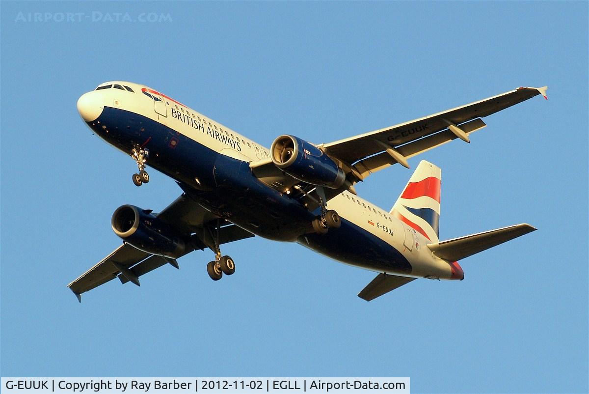 G-EUUK, 2002 Airbus A320-232 C/N 1899, Airbus A320-232 [1899] (British Airways) Home~G 02/11/2012. Wearing all white nose cone.