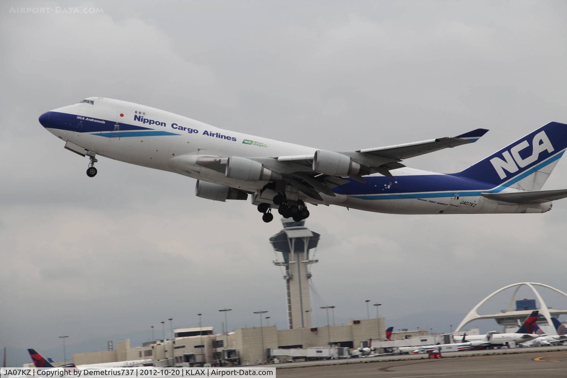 JA07KZ, 2008 Boeing 747-4KZF C/N 36134, Departing Los Angeles to Narita Japan