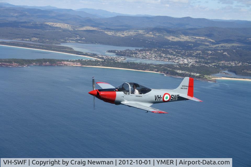 VH-SWF, 1991 Sequoia F-8L Falco C/N 878, Ryan Campbell flying over Merimbula
