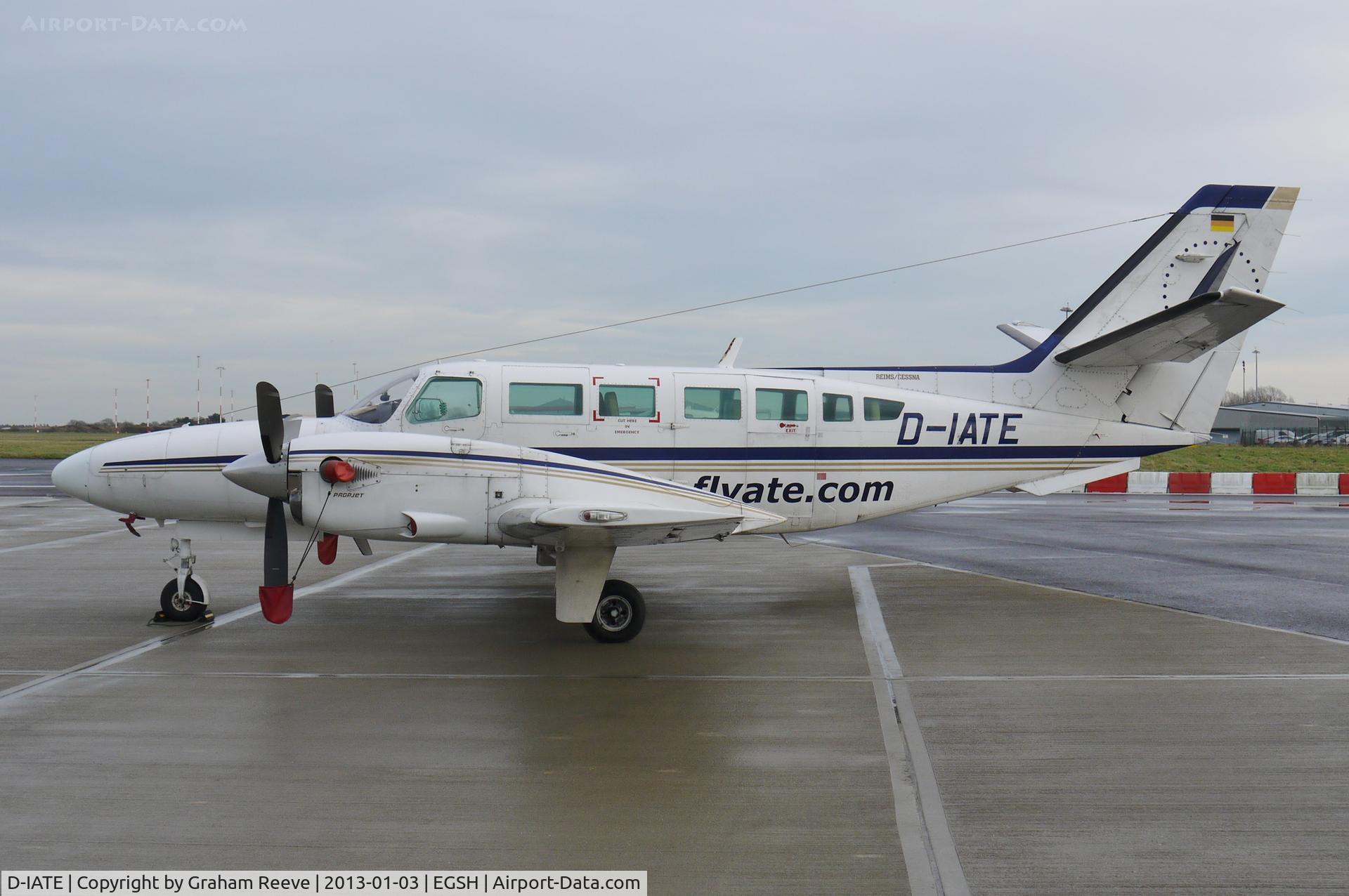 D-IATE, 1987 Reims F406 Caravan II C/N F406-0007, Parked at Norwich.