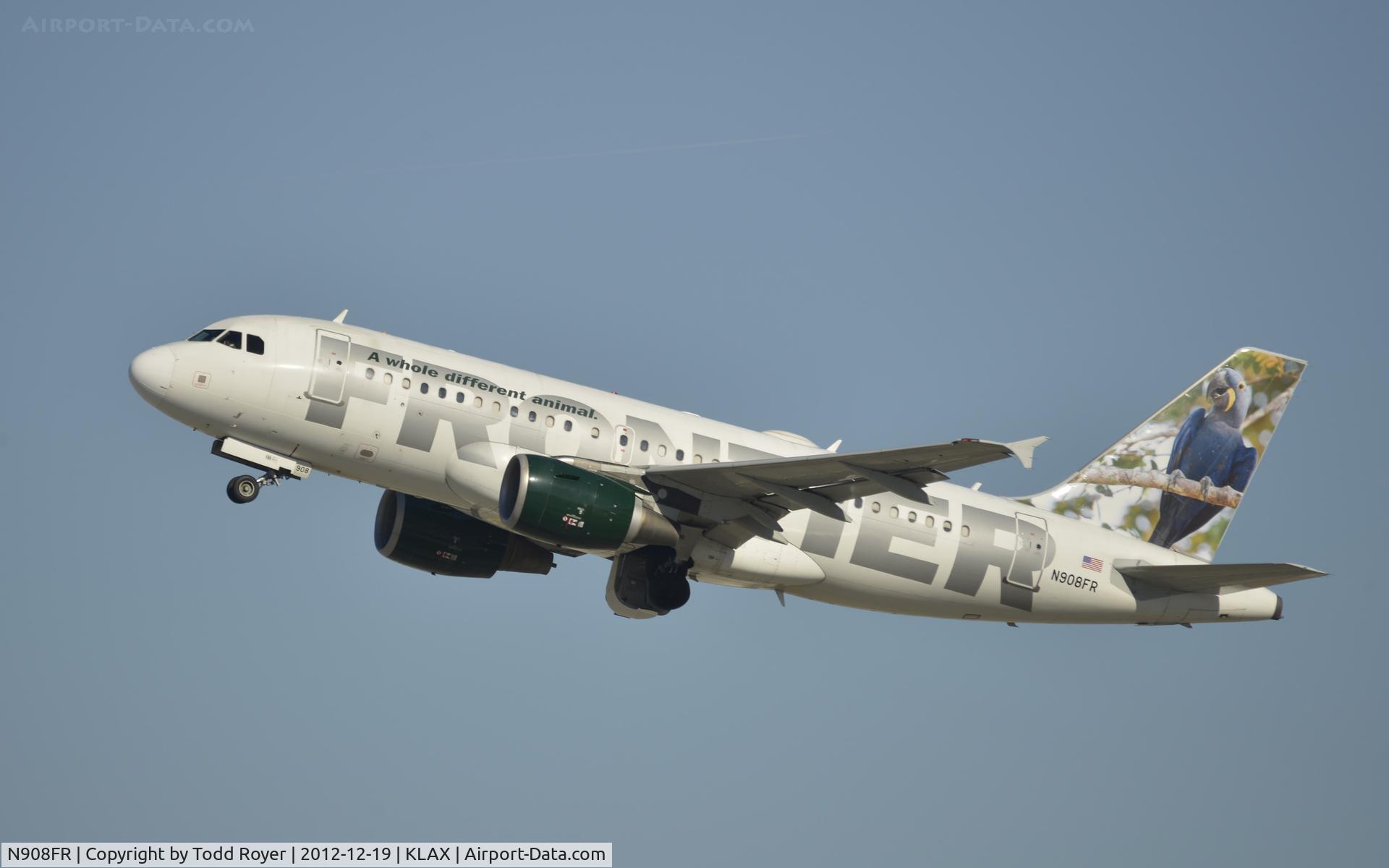 N908FR, 2002 Airbus A319-111 C/N 1759, Departing LAX