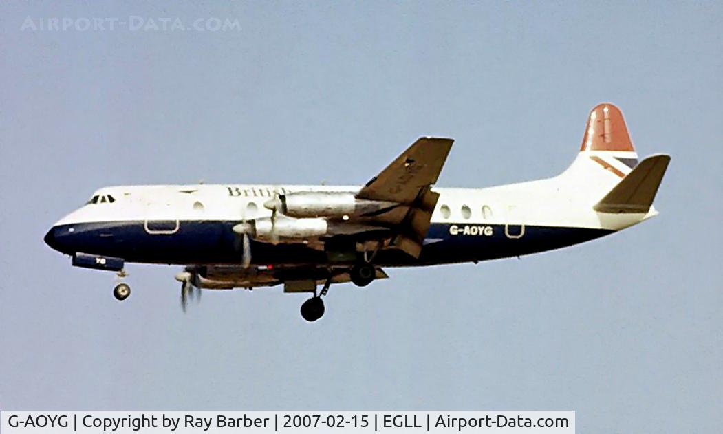 G-AOYG, 1957 Vickers Viscount 806 C/N 256, Vickers 806 Viscount [256] (British Airways) Heathrow~G 1978. Image taken from a slide.