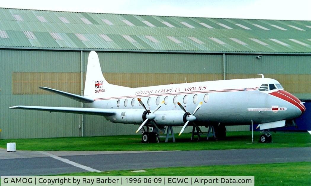 G-AMOG, 1953 Vickers Viscount 701 C/N 7, Vickers 701 Viscount [7] (British European Airways) RAF Cosford~G 09/06/1996. Now preserved with National Museum of Flight Scotland and stored.