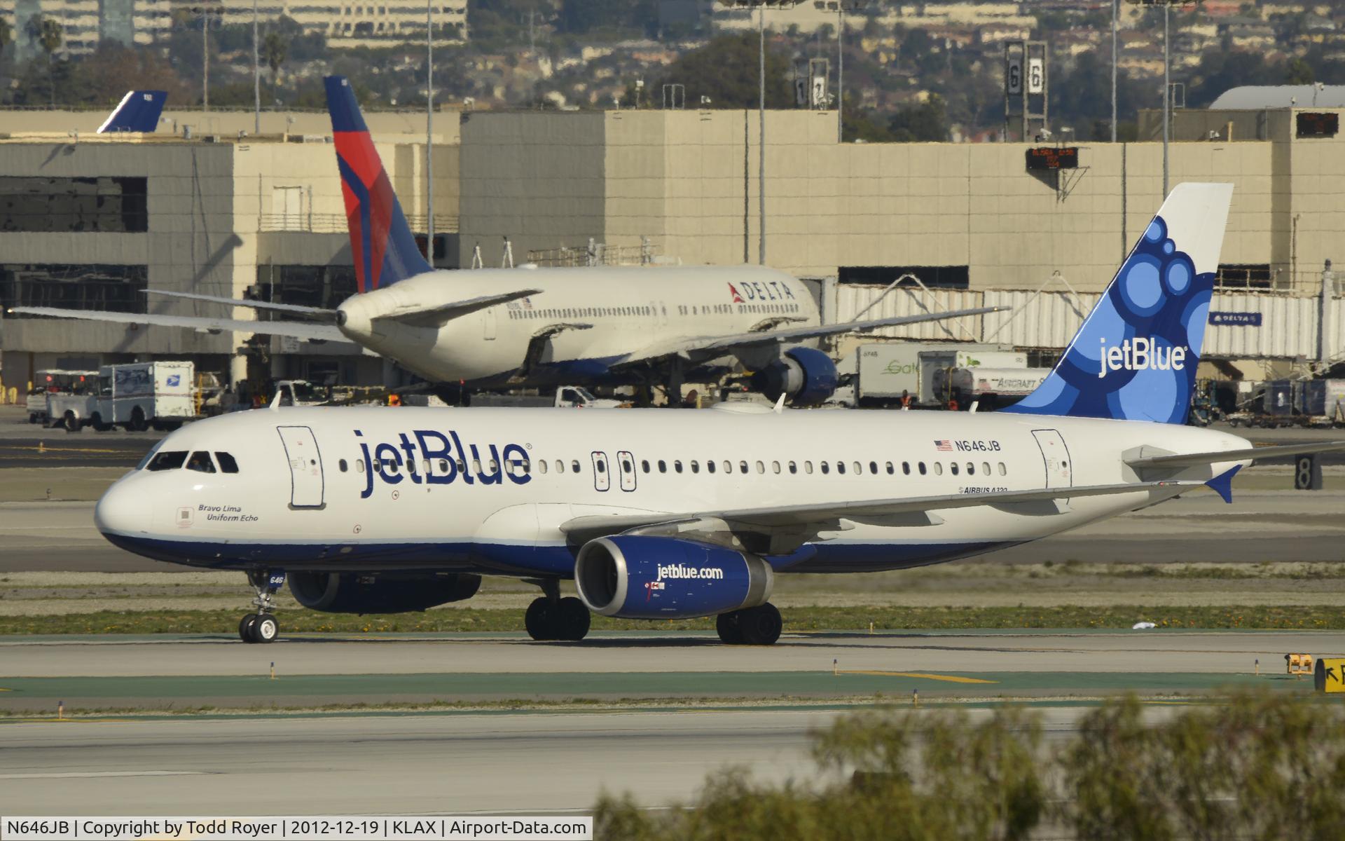 N646JB, 2006 Airbus A320-232 C/N 2945, Arrived at LAX on 25L