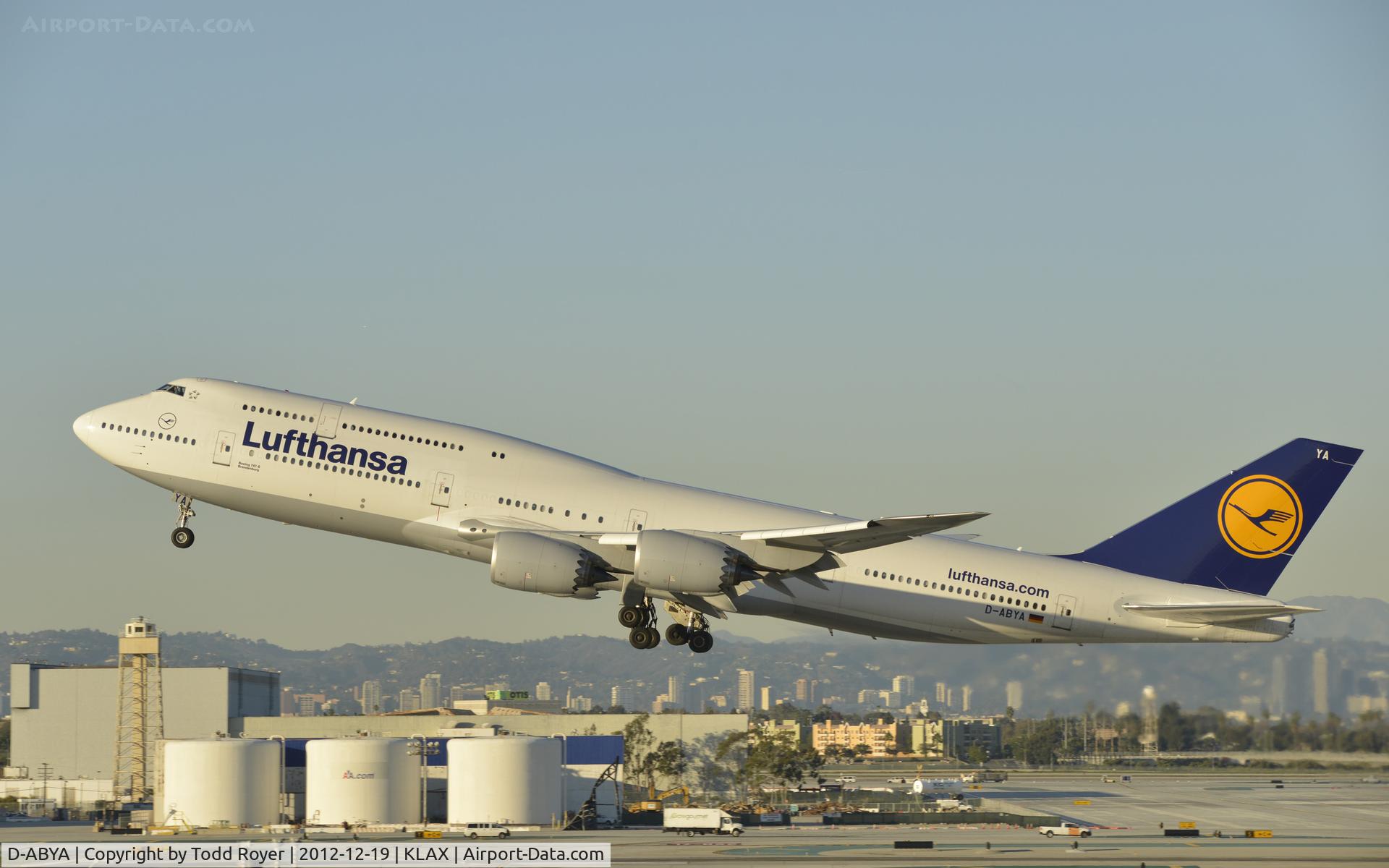 D-ABYA, 2012 Boeing 747-830 C/N 37827, Departing LAX