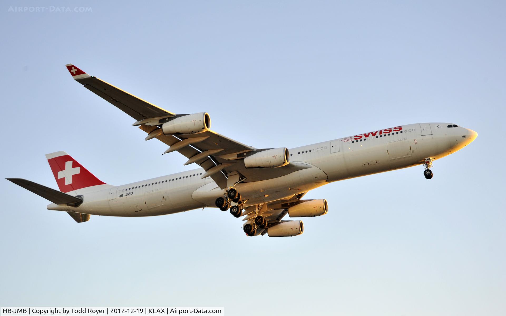 HB-JMB, 2003 Airbus A340-313 C/N 545, Arriving at LAX on 24R