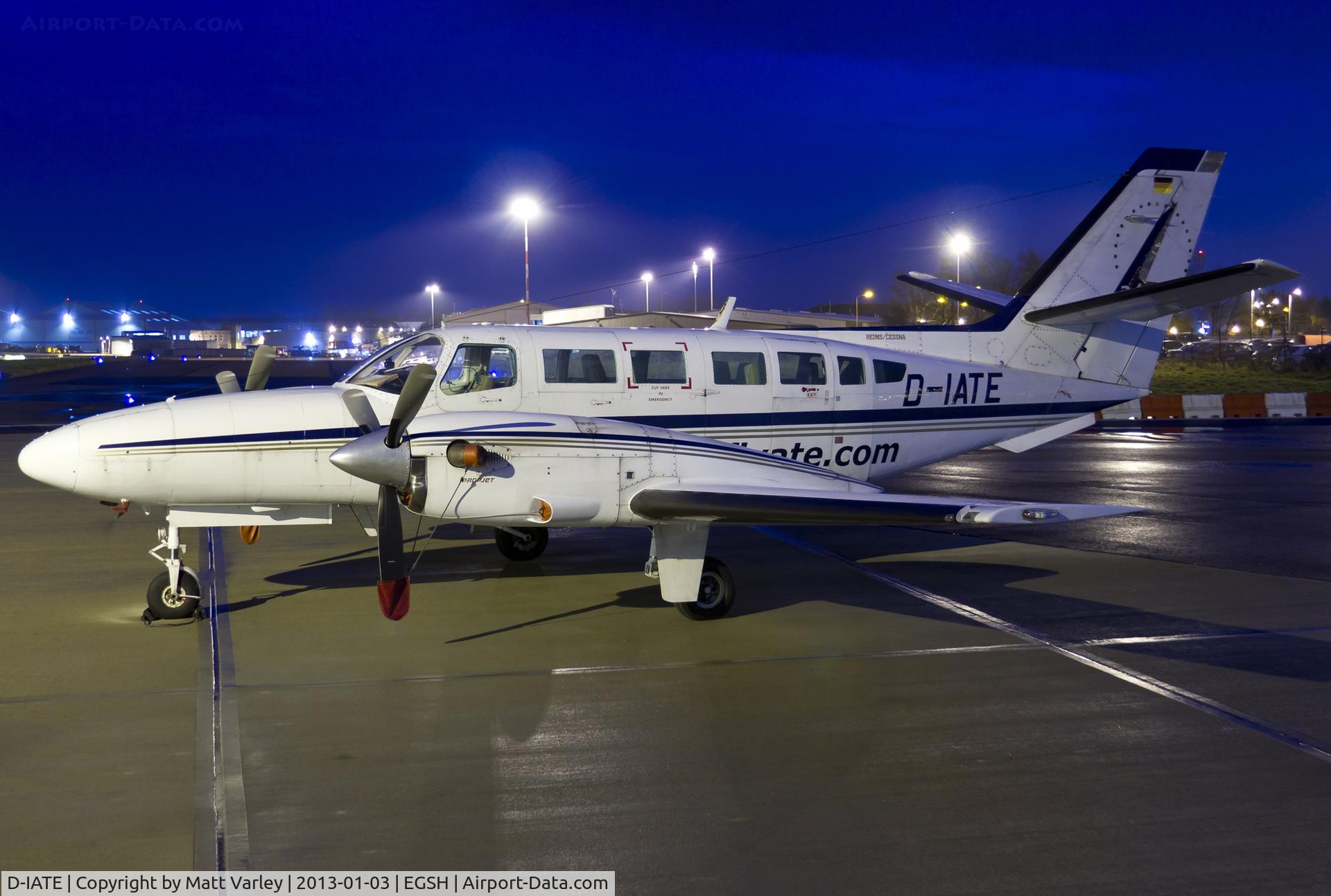 D-IATE, 1987 Reims F406 Caravan II C/N F406-0007, Sat on stand at SaxonAir.