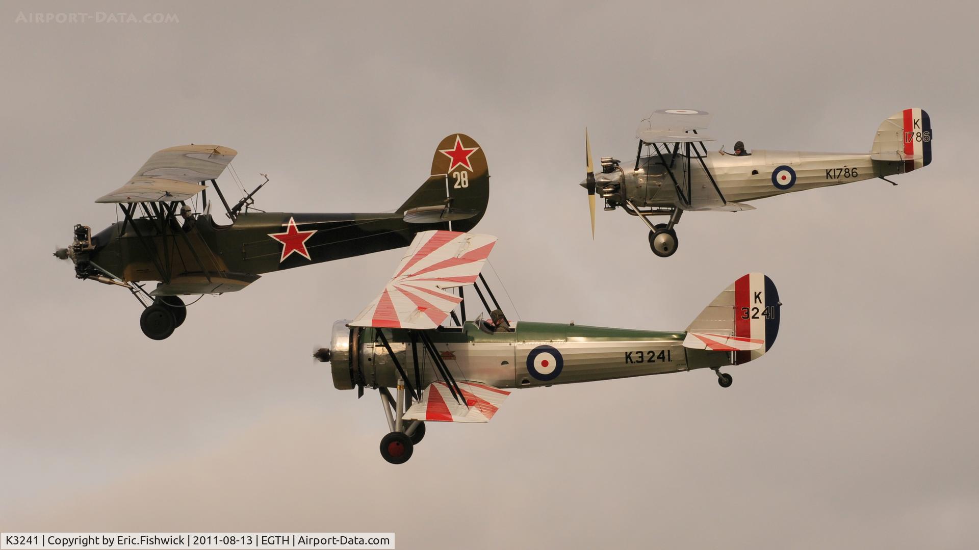 K3241, 1933 Avro 621 Tutor C/N K3215, A Trio of trainers at Shuttleworth Evening Air Display, August 2011