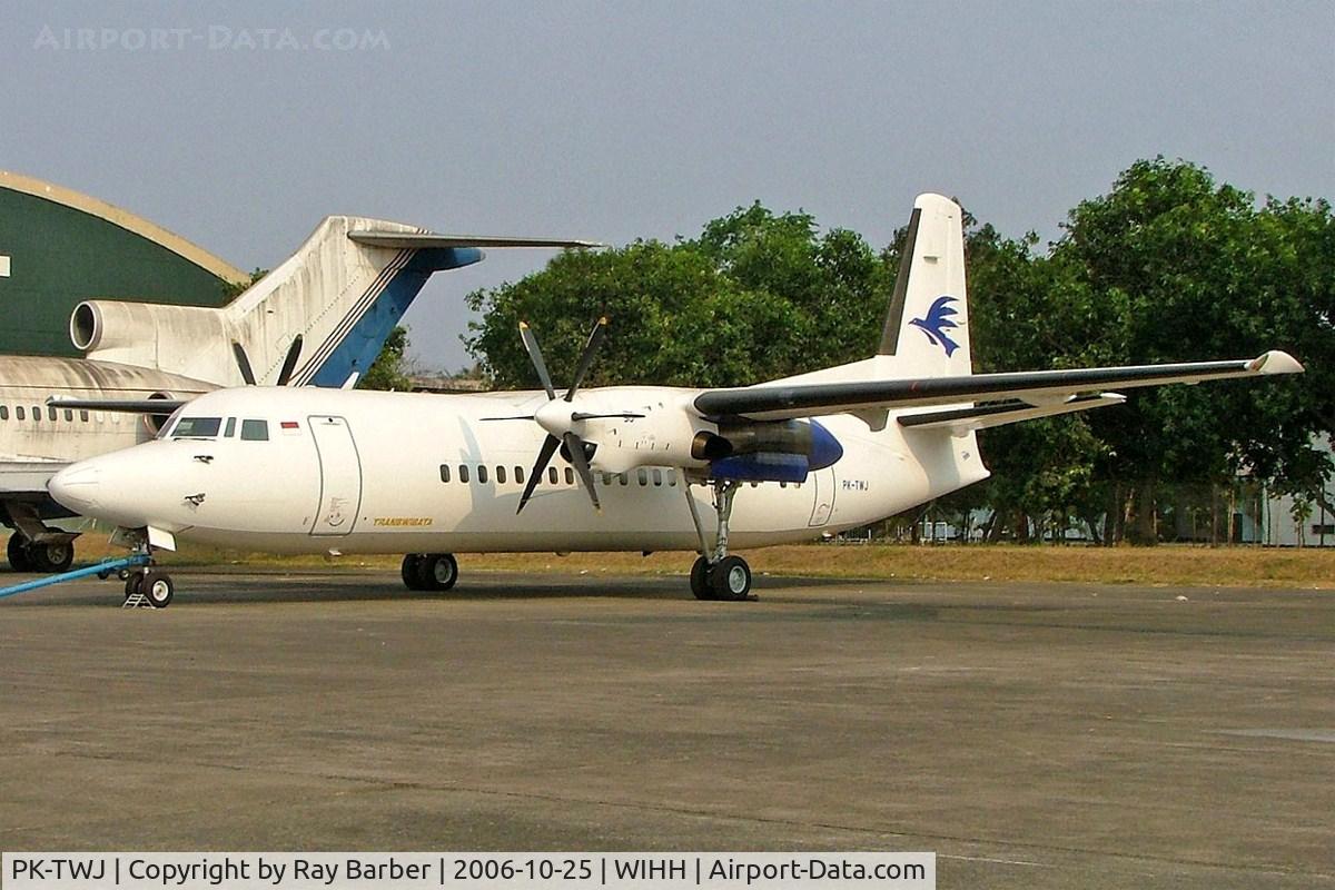 PK-TWJ, 1996 Fokker F-27-500 Friendship C/N 20316, Fokker F-50 [20316] (Transwisata Airlines) Jakarta-Halim~PK 25/10/2006