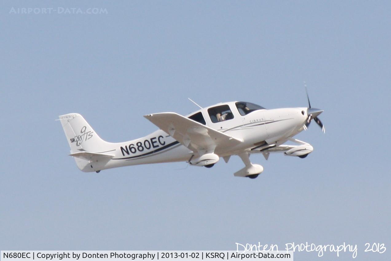 N680EC, 2007 Cirrus SR20 GTS C/N 1790, Cirrus SR-20 (N680EC) departs Sarasota-Bradenton International Airport enroute to Orlando Executive Airport