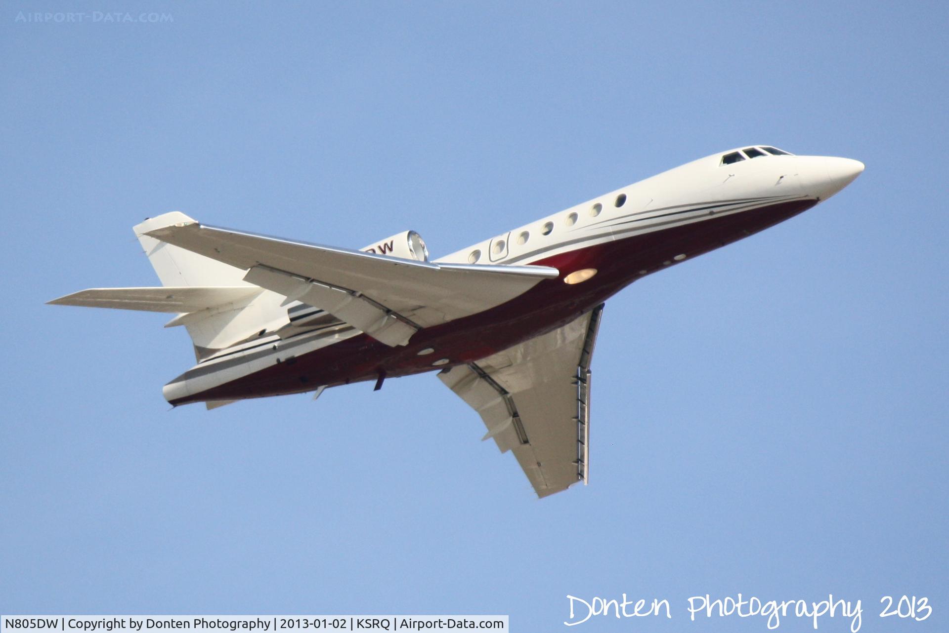 N805DW, 1981 Dassault Falcon 50 C/N 49, Dassault Falcon 50 (N805DW) departs Sarasota-Bradenton International Airport enroute to Opa-Locka Airport