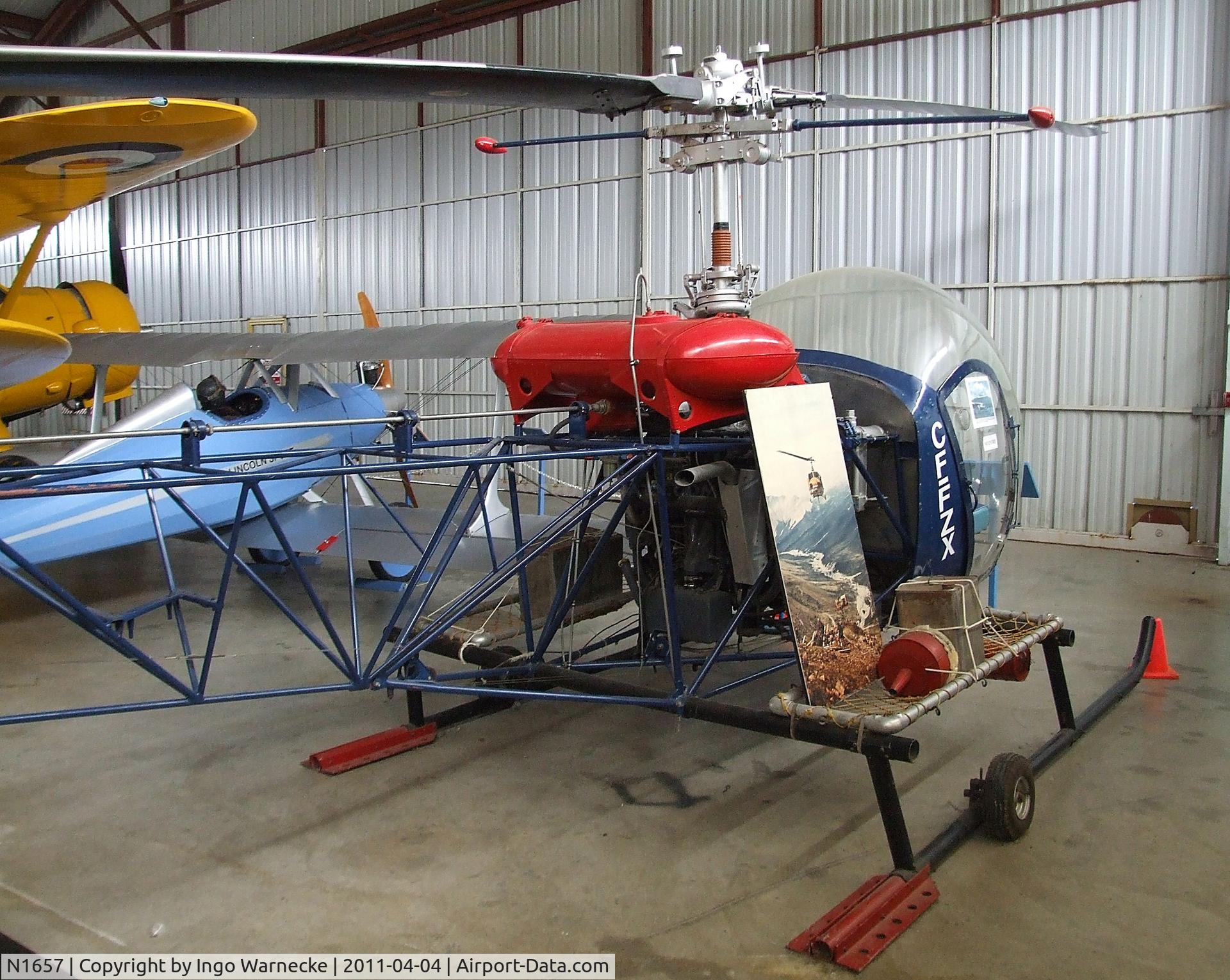 N1657, 1947 Bell 47G-2 C/N 71, Bell 47G-2 (marked with former registration CF-FZX) at the British Columbia Aviation Museum, Sidney BC