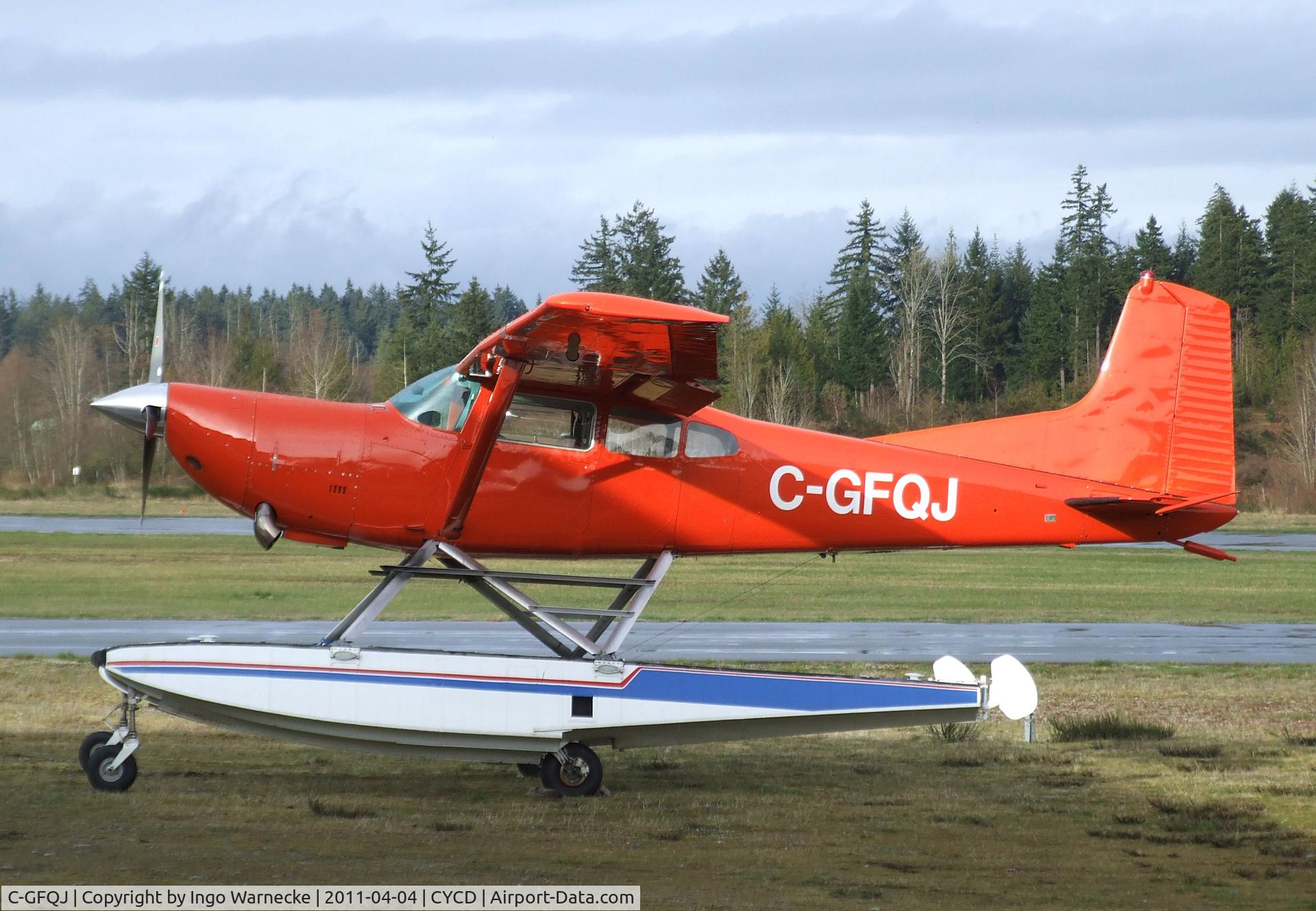 C-GFQJ, 2010 BAKER TURBO C/N 001, Baker Turbo (Cessna 185 Skywagon converted to Rolls-Royce Allison turboprop) on amphibious floats at Nanaimo Airport, Cassidy BC