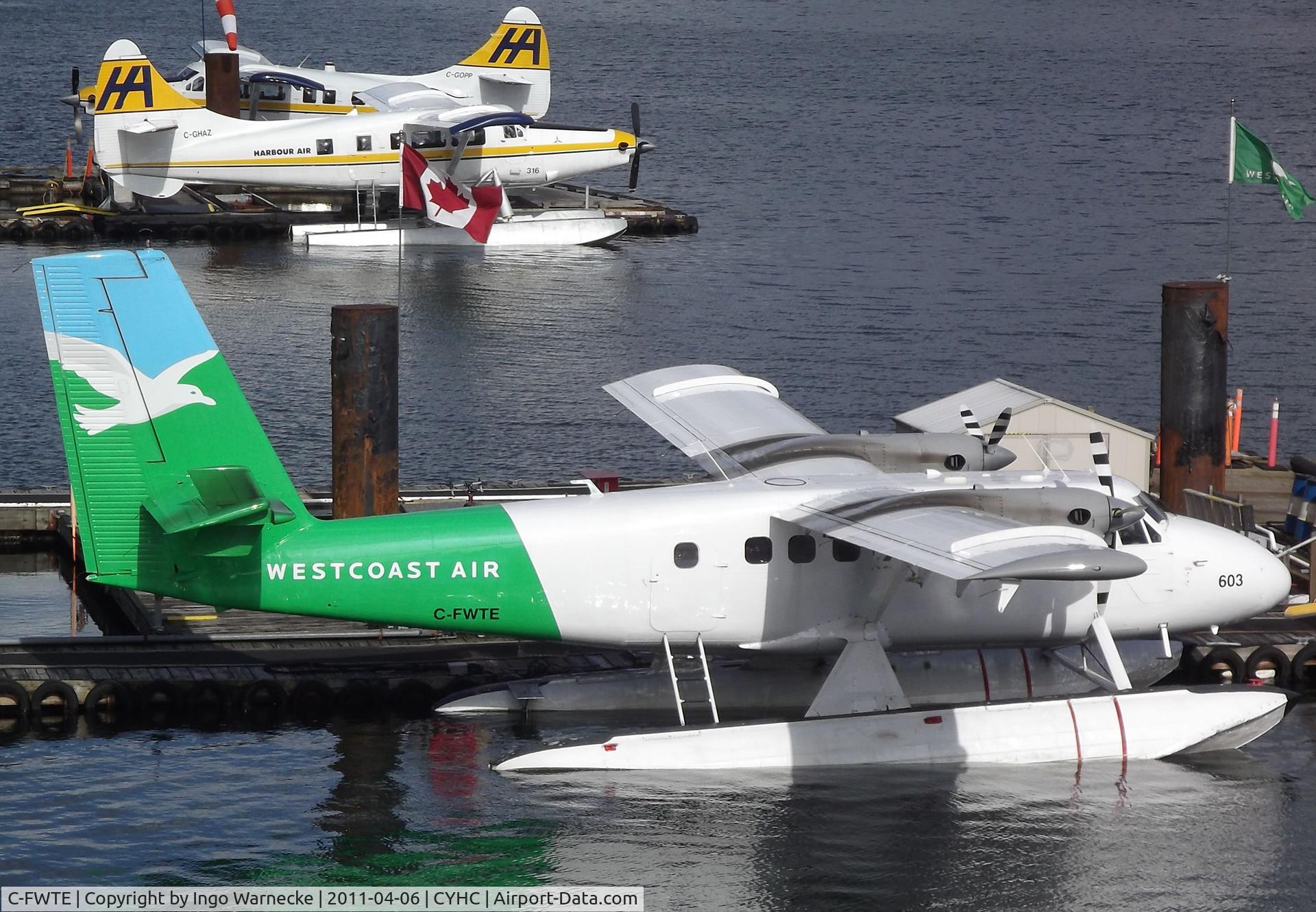 C-FWTE, 1968 De Havilland Canada DHC-6-100 Twin Otter C/N 96, De Havilland Canada DHC-6-100 Twin Otter on floats of Westcoast Air at Coal Harbour (Downtown) seaplane base, Vancouver BC
