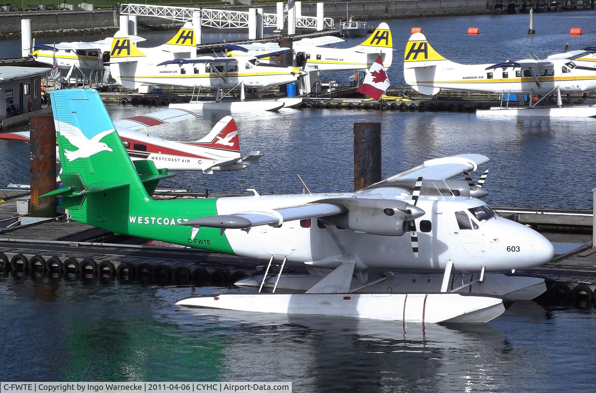 C-FWTE, 1968 De Havilland Canada DHC-6-100 Twin Otter C/N 96, De Havilland Canada DHC-6-100 Twin Otter on floats of Westcoast Air at Coal Harbour (Downtown) seaplane base, Vancouver BC