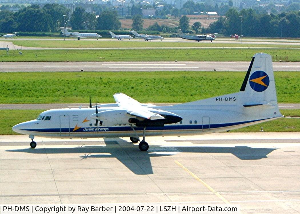 PH-DMS, 1991 Fokker 50 C/N 20209, Fokker F-50 [20209] (Denim Airways) Zurich~HB 22/07/2004